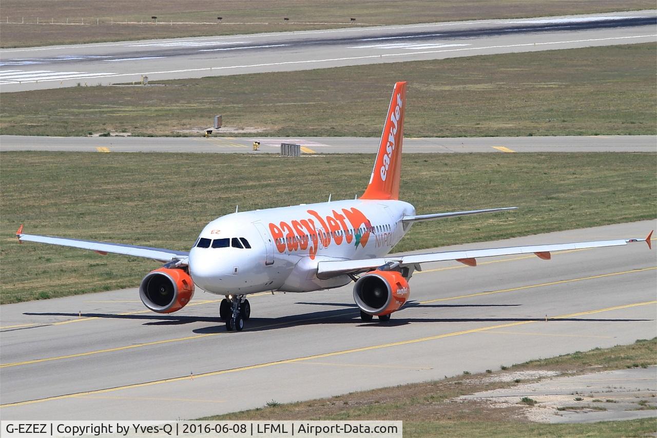G-EZEZ, 2004 Airbus A319-111 C/N 2360, Airbus A319-111, Taxiing to holding point Rwy 31R, Marseille-Provence Airport (LFML-MRS)