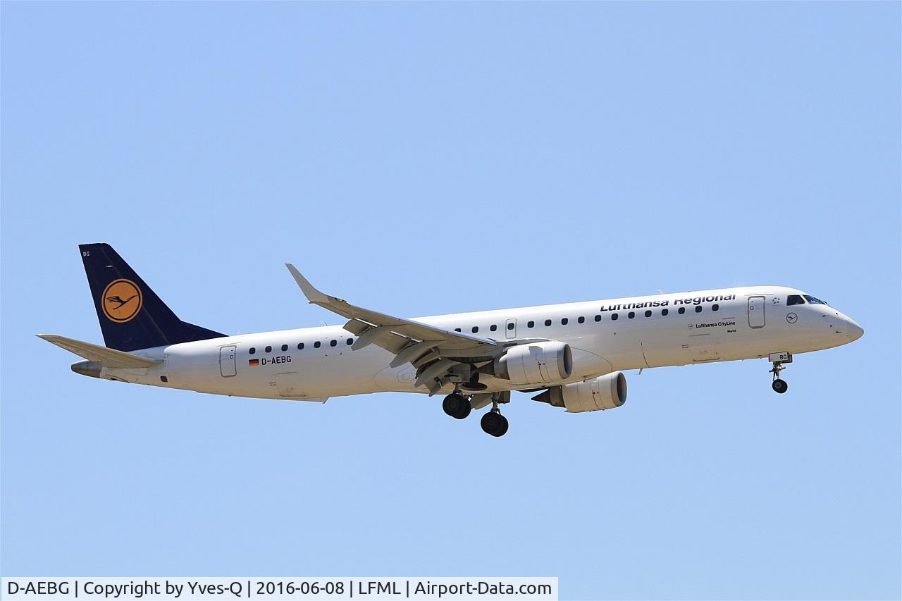 D-AEBG, 2011 Embraer 195LR (ERJ-190-200LR) C/N 19000423, Embraer ERJ-195LR, Short approach Rwy 31R, Marseille-Provence Airport (LFML-MRS)