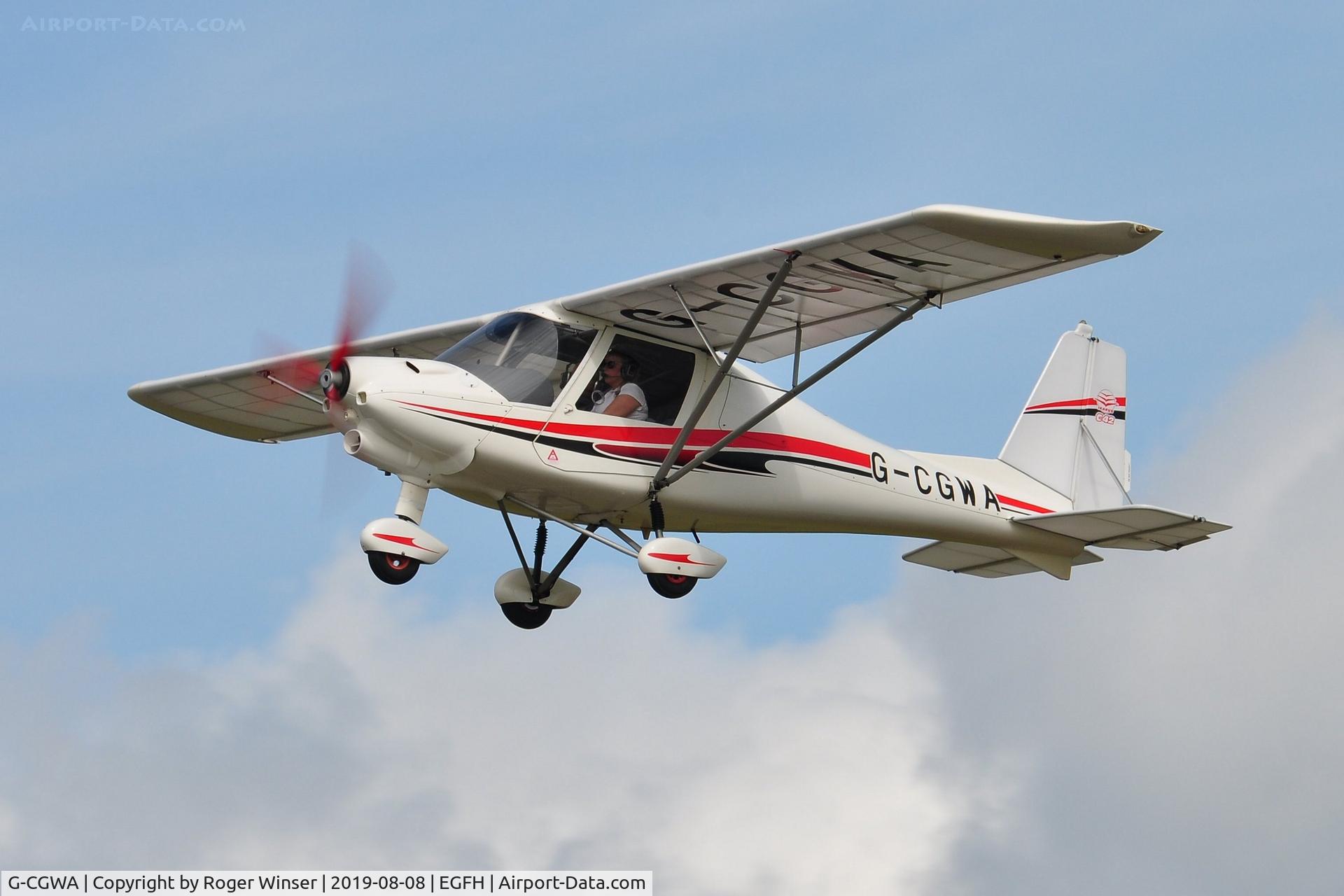 G-CGWA, 2011 Comco Ikarus C42 FB80 Bravo C/N 1103-7139, Resident Ikarus departing Runway 22.