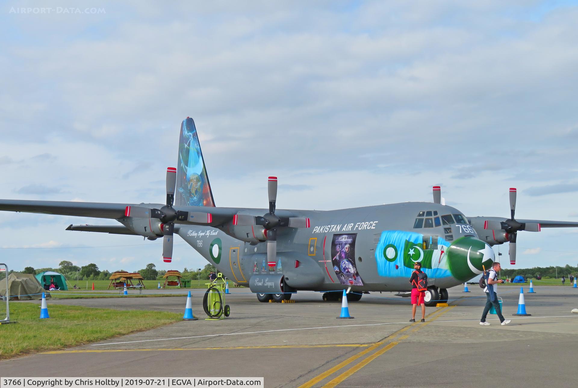 3766, 1963 Lockheed C-130B Hercules C/N 282-3766, Pakistan Air Force 1963 Hercules on show at RIAT 2019 RAF Fairford in striking livery