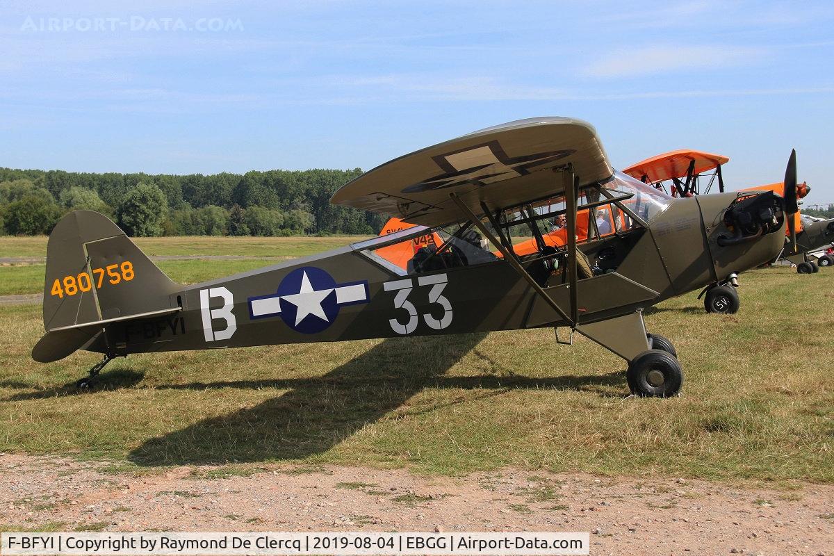 F-BFYI, 1944 Piper L-4J Grasshopper (J3C-65D) C/N 13054, Tailwheel meet at Overboelare.