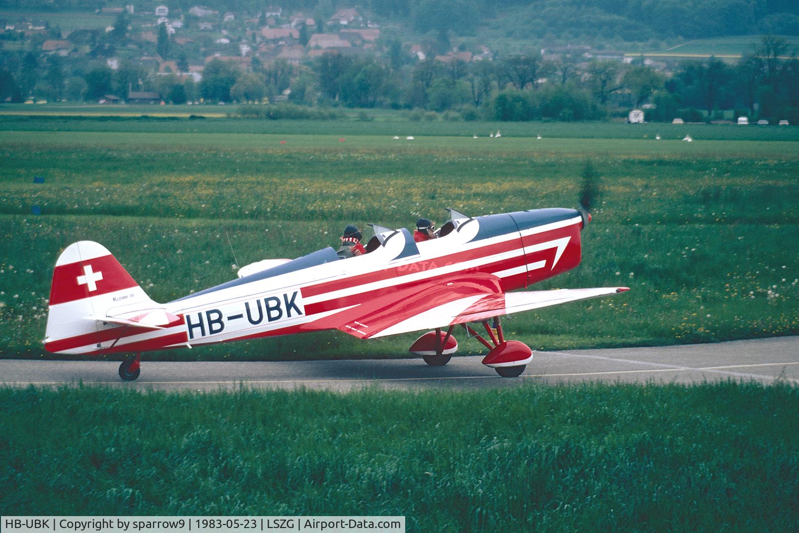 HB-UBK, 1940 Klemm Kl-35D C/N 1918, At Grenchen. HB-registered since 1973-03-29. Scanned from a slide.