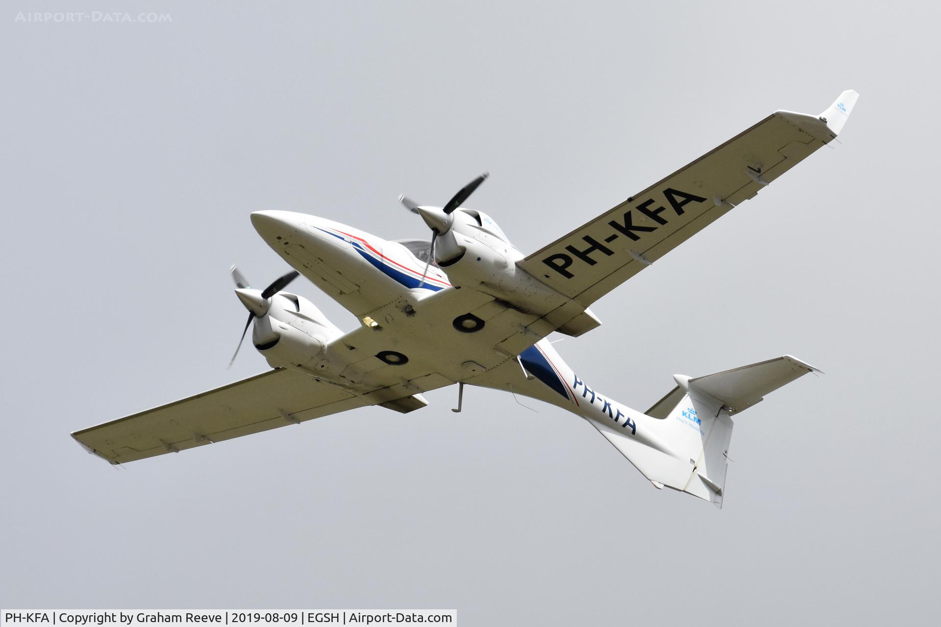 PH-KFA, 2014 Diamond DA-42NG Twin Star C/N 42.N138, Departing from Norwich.