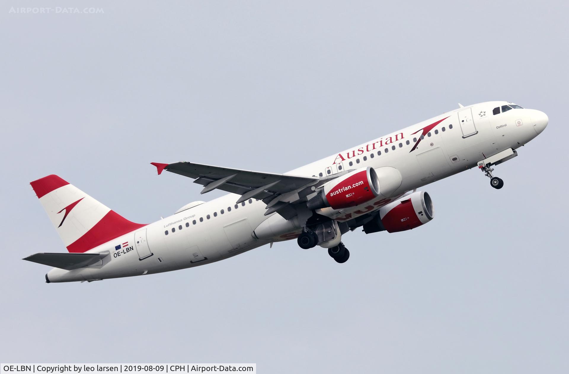 OE-LBN, 1997 Airbus A320-214 C/N 768, Copenhagen 9.8.2019 T/O R-22R