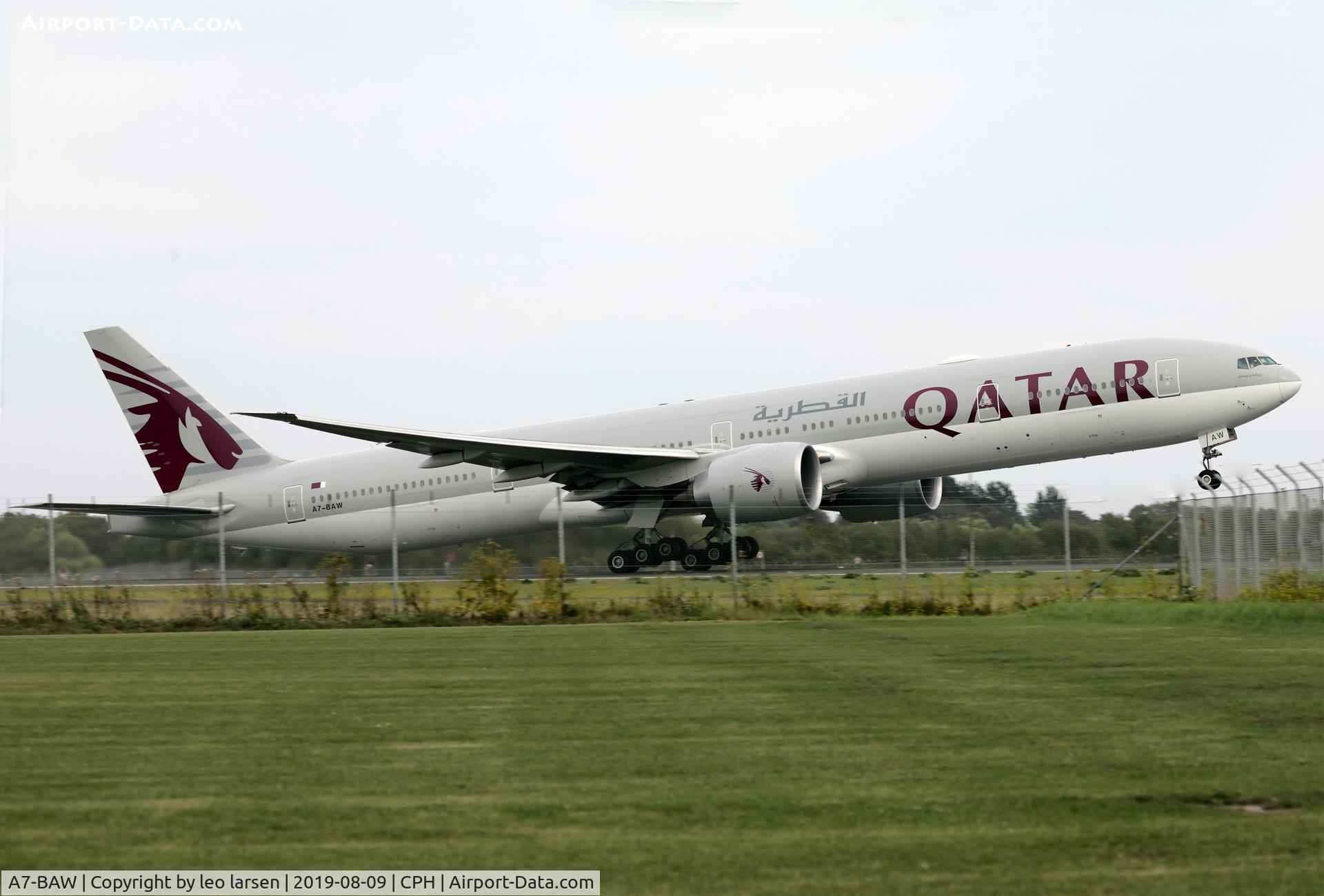 A7-BAW, 2012 Boeing 777-3DZ/ER C/N 41741, Copenhagen 9.8.2019 T/O R-22R