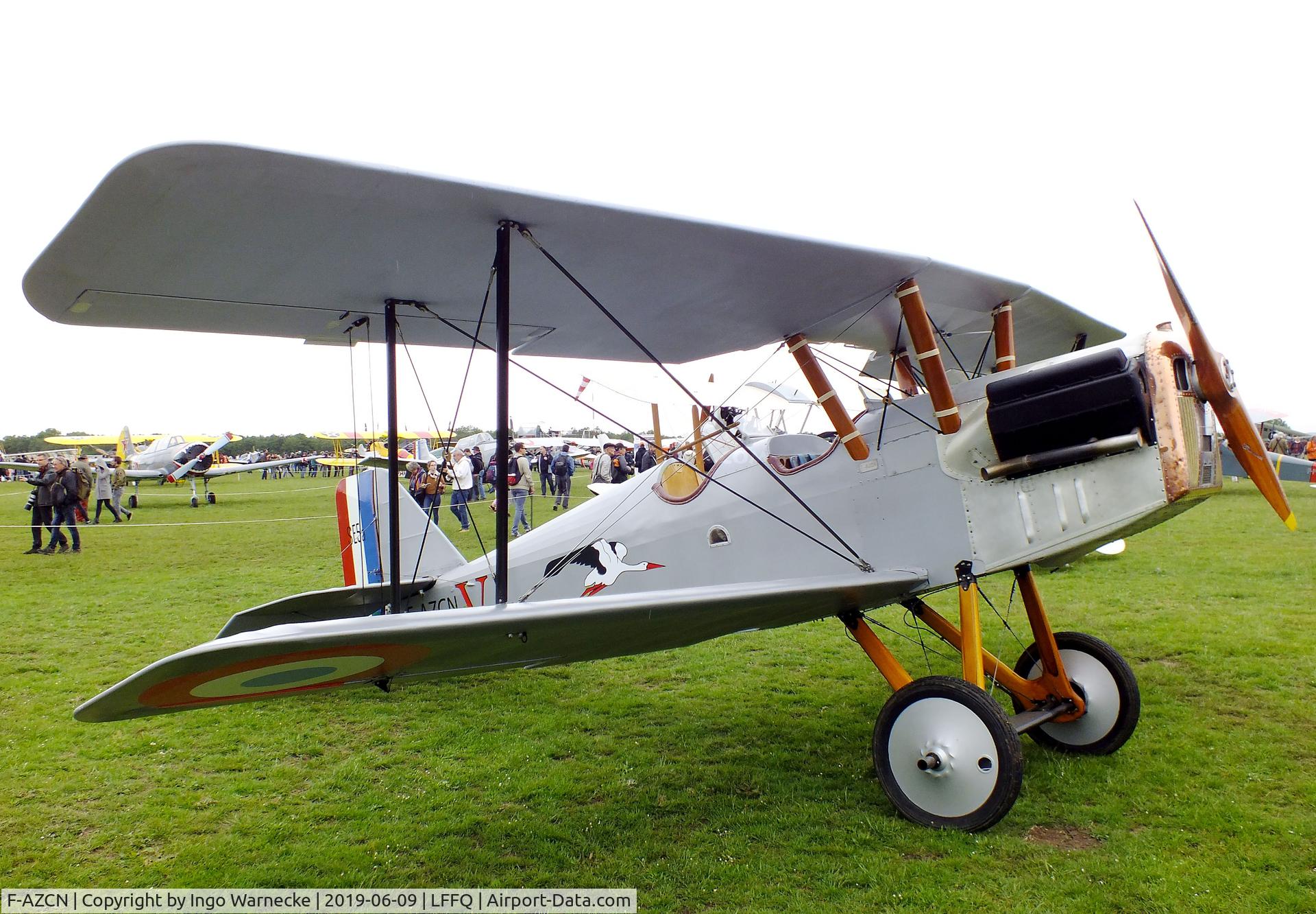 F-AZCN, Royal Aircraft Factory SE-5A Replica C/N 02, Amicale Jean Salis R.A.F. S.E.5 two-seater look-alike (converted from a Stampe SV-4) at the Meeting Aerien 2019, La-Ferte-Alais