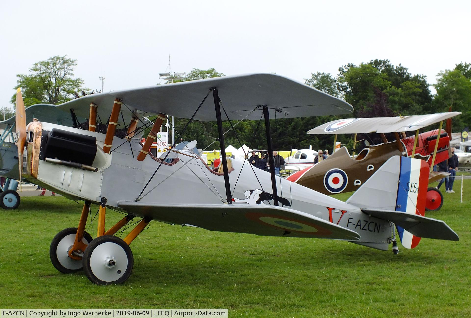 F-AZCN, Royal Aircraft Factory SE-5A Replica C/N 02, Amicale Jean Salis R.A.F. S.E.5 two-seater look-alike (converted from a Stampe SV-4) at the Meeting Aerien 2019, La-Ferte-Alais