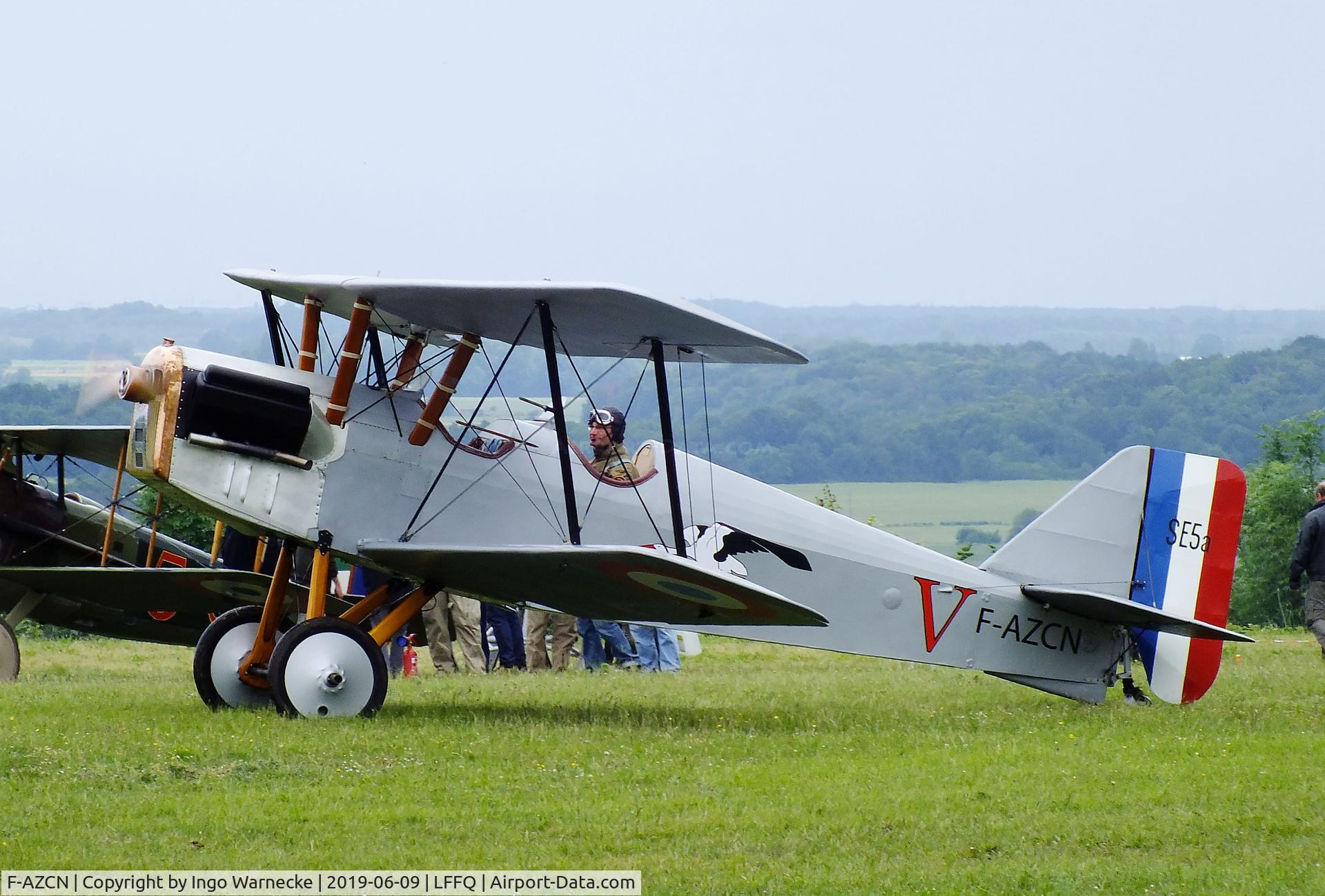 F-AZCN, Royal Aircraft Factory SE-5A Replica C/N 02, Amicale Jean Salis R.A.F. S.E.5 two-seater look-alike (converted from a Stampe SV-4) at the Meeting Aerien 2019, La-Ferte-Alais