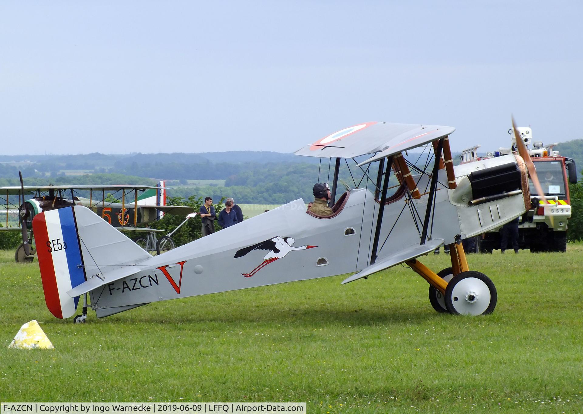 F-AZCN, Royal Aircraft Factory SE-5A Replica C/N 02, Amicale Jean Salis R.A.F. S.E.5 two-seater look-alike (converted from a Stampe SV-4) at the Meeting Aerien 2019, La-Ferte-Alais