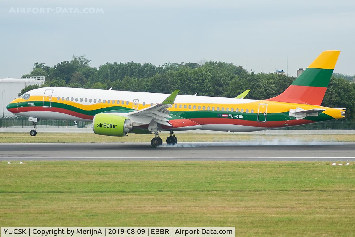 YL-CSK, 2018 Airbus A220-300 C/N 55039, New special livery (Lithuanian Flag)