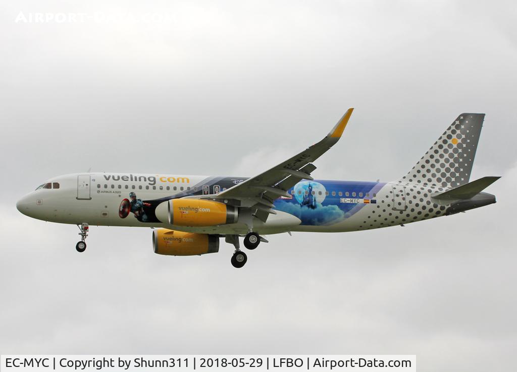 EC-MYC, 2018 Airbus A320-232 C/N 8238, Landing rwy 32L in special Disneyland c/s