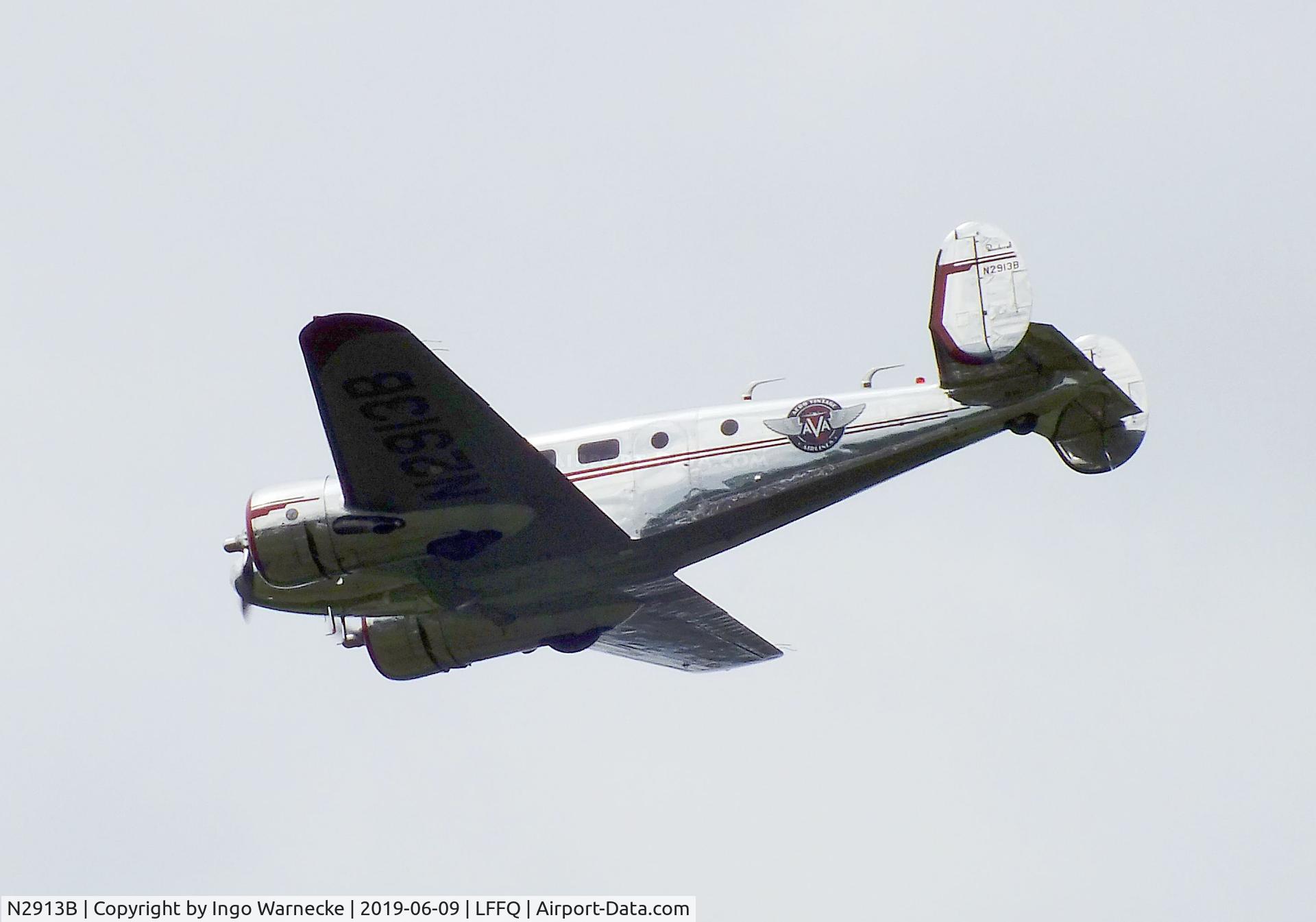 N2913B, 1953 Beech D18S C/N A-963, Beechcraft D18S Twin Beech at the Meeting Aerien 2019, La-Ferte-Alais