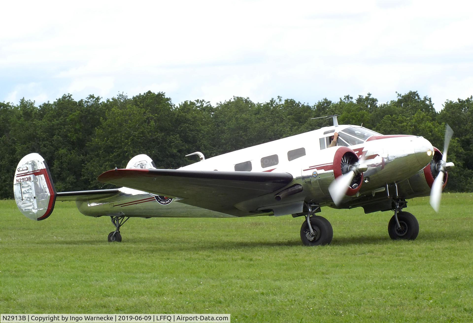 N2913B, 1953 Beech D18S C/N A-963, Beechcraft D18S Twin Beech at the Meeting Aerien 2019, La-Ferte-Alais