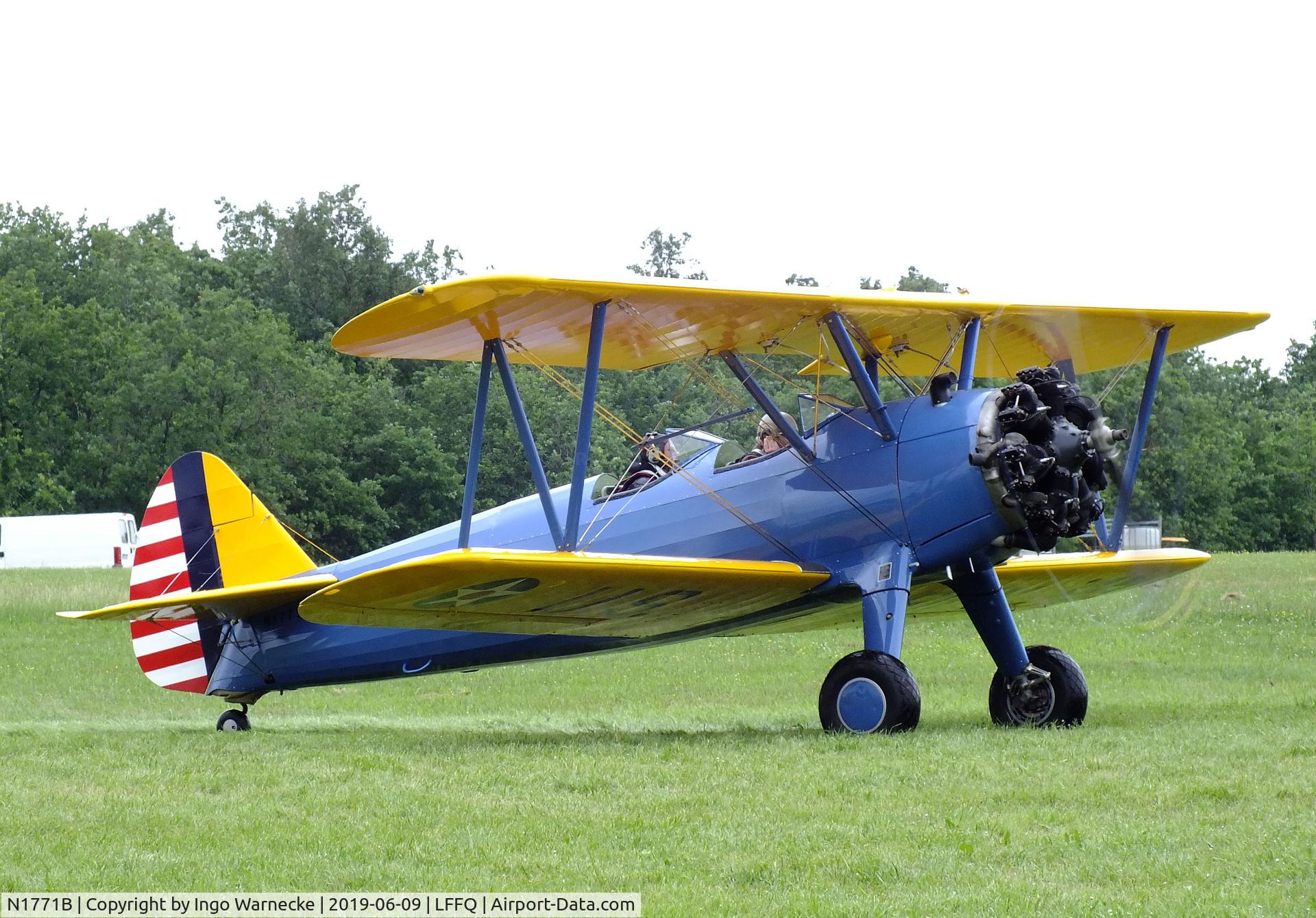 N1771B, 1943 Boeing A75N1(PT17) C/N 75-5644, Boeing (Stearman) A75N1 (PT-17) at the Meeting Aerien 2019, La-Ferte-Alais