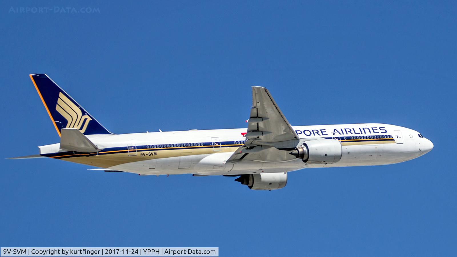 9V-SVM, 2003 Boeing 777-212/ER C/N 30874, Boeing 777-212 (ER) SIA Boeing 777-212 (ER) SIA 9V-SVM departed Rwy21 YPPH 241117.