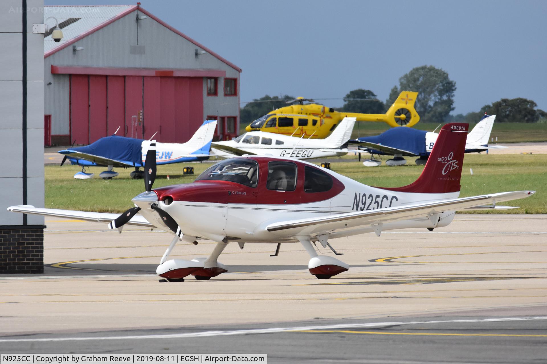 N925CC, 2008 Cirrus SR22 G3 GTSX Perspective C/N 2992, Parked at Norwich.