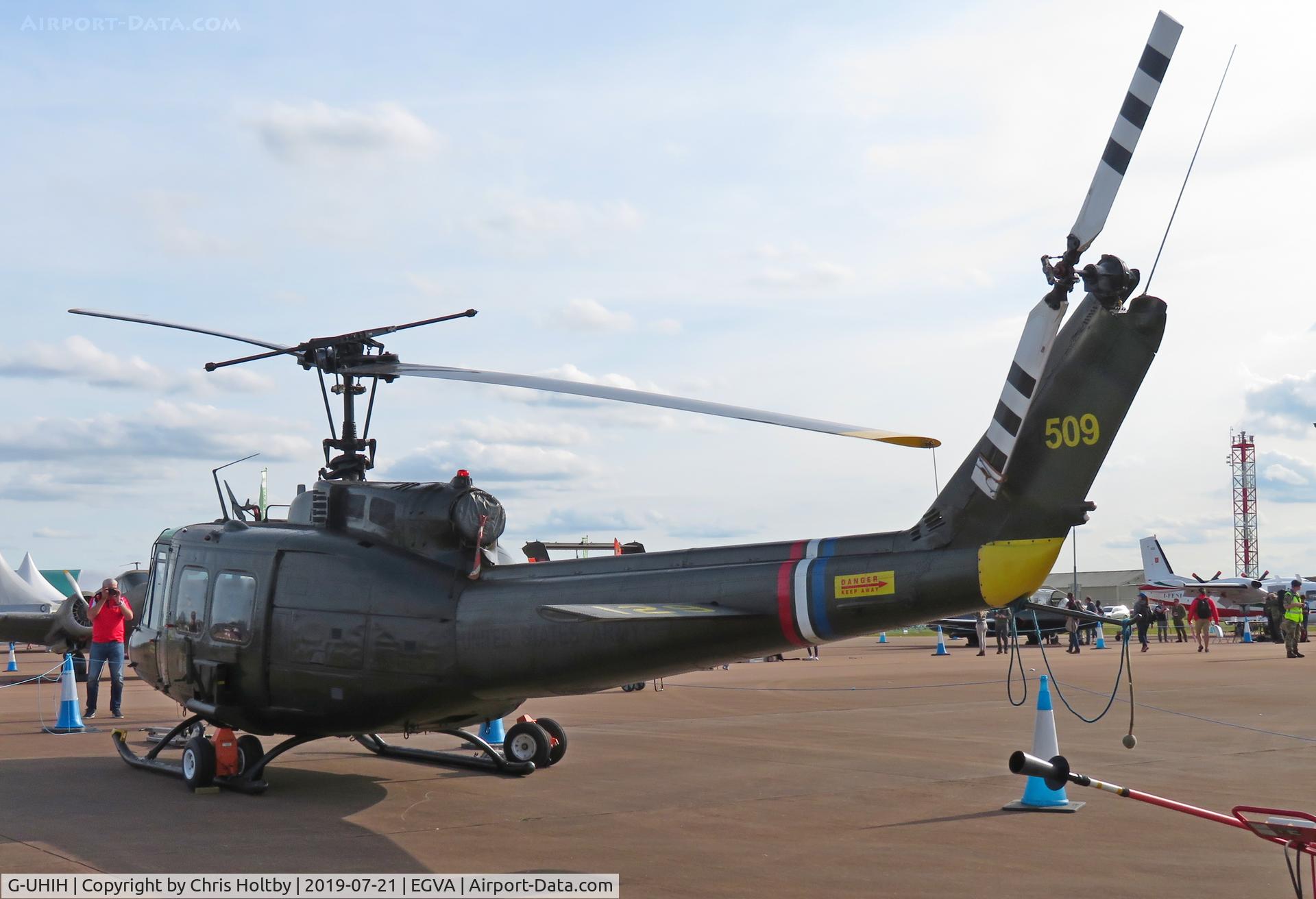 G-UHIH, 1972 Bell UH-1H Iroquois C/N 13208, 'Huey 509' at RIAT 2019 RAF Fairford ex-US Army now owned by MSS Holdings.