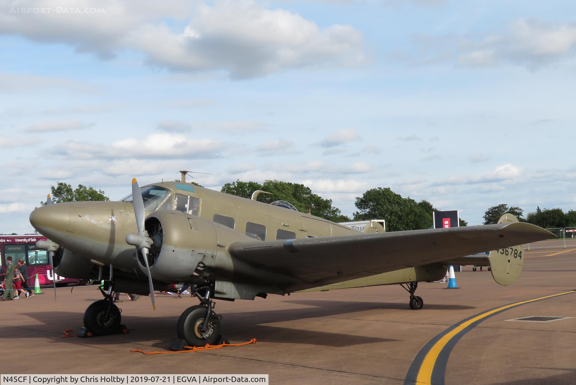 N45CF, 1959 Beech G18S C/N BA-466, 1959 Beech G18S  Parked on static display at RIAT 2019 RAF Fairford