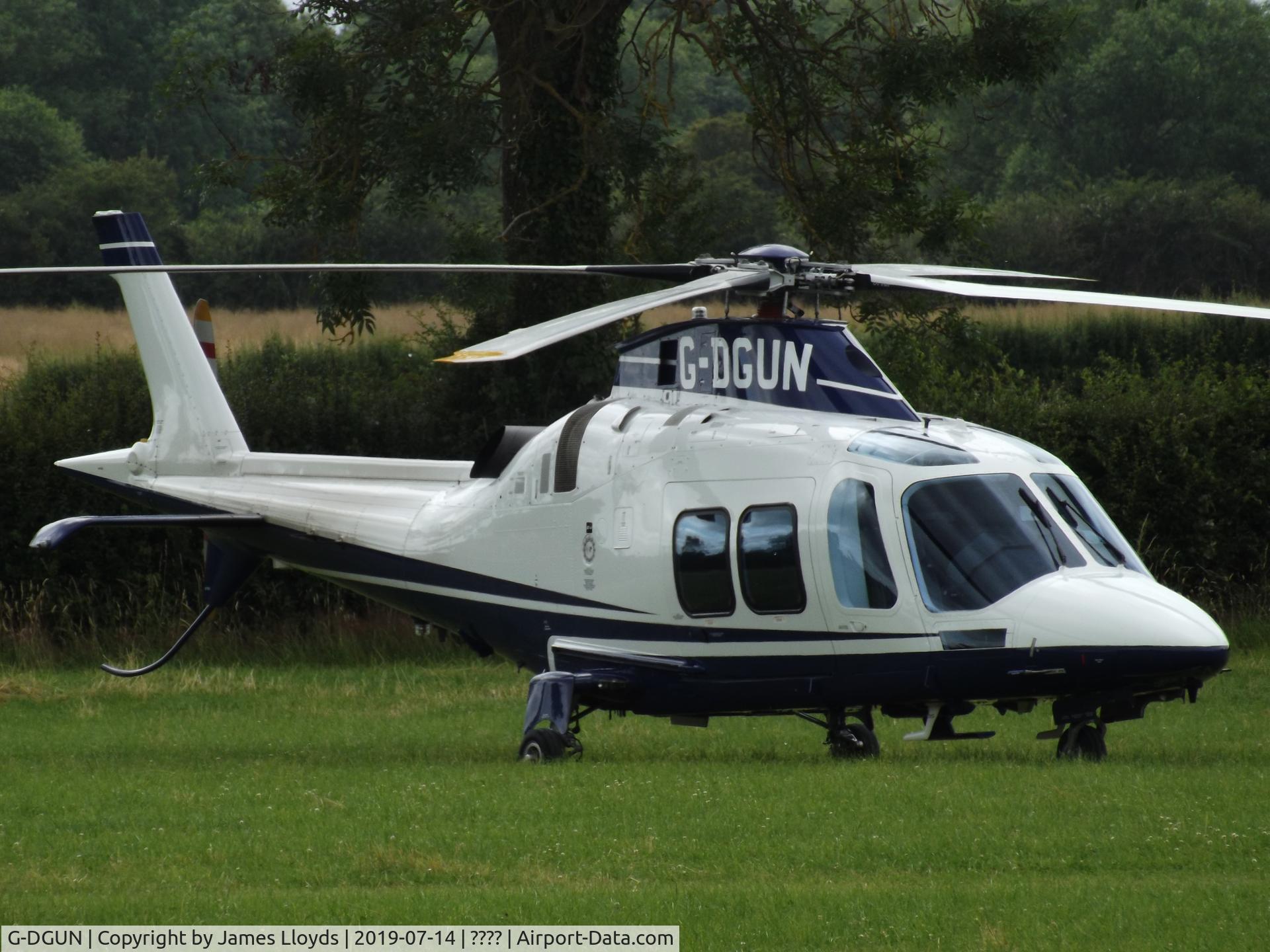 G-DGUN, 2010 AgustaWestland AW-109SP GrandNew C/N 22222, parked up in a field at a private site in Bicester for the GP 2019
