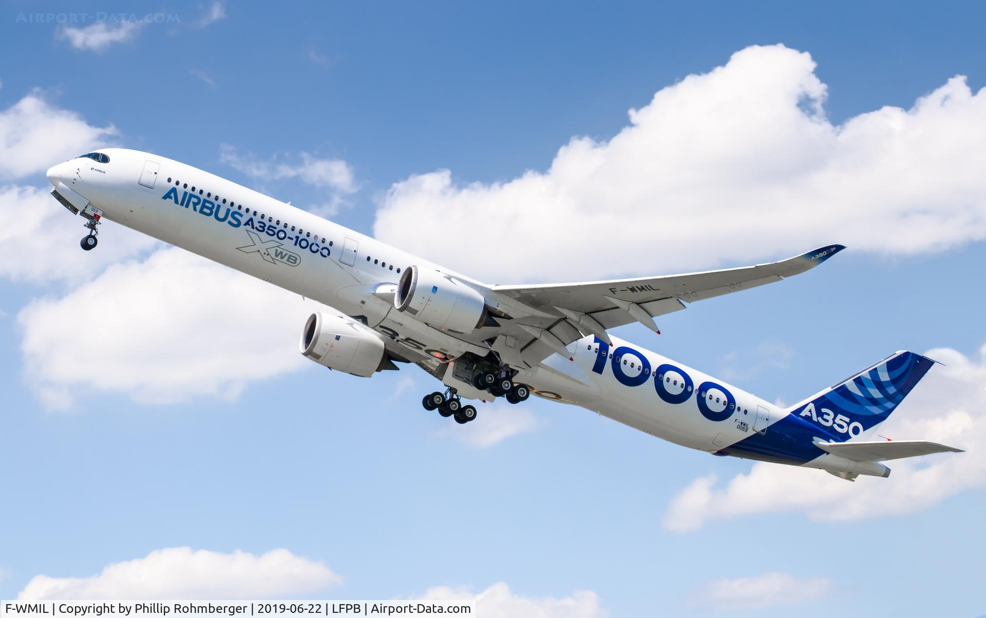 F-WMIL, 2016 Airbus A350-1041 C/N 059, Airbus A350-1000 taking off during the Paris Air Show 2019