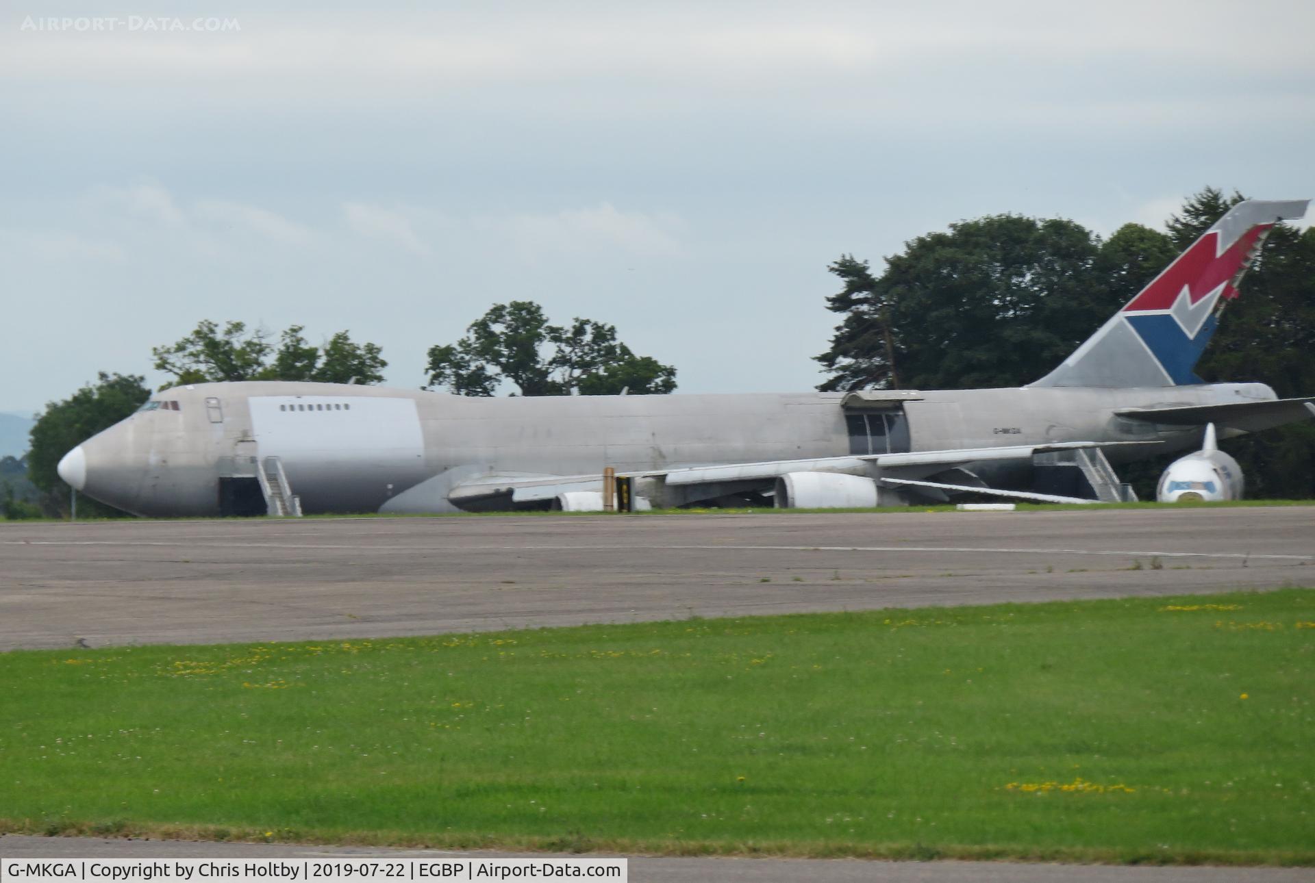 G-MKGA, 1979 Boeing 747-2R7F/SCD C/N 21650, Boeing 747 in long term storage and providing parts at Kemble. Deteriorating.