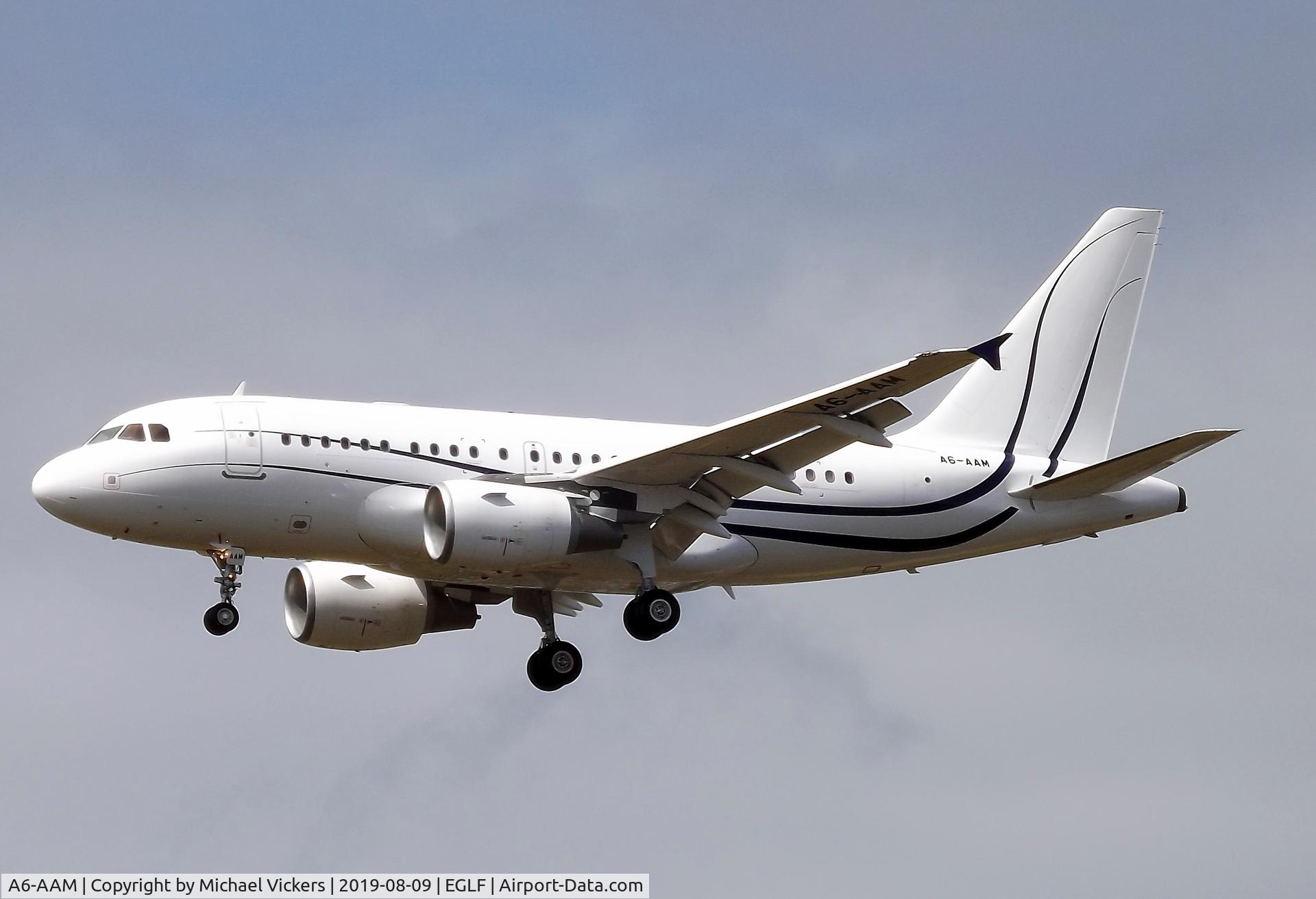 A6-AAM, 2002 Airbus A318-112 C/N 1599, Landing runway 24 at FAB