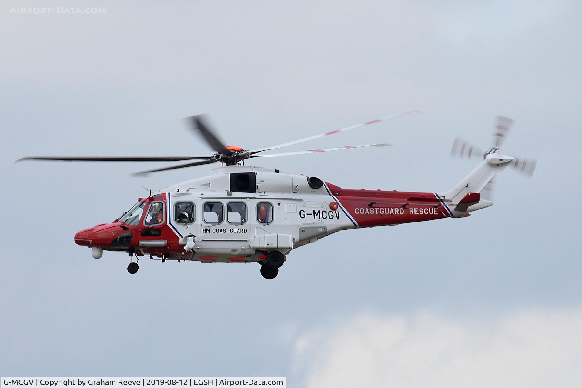 G-MCGV, 2014 Leonardo AW189 C/N 92008, Departing from Norwich.