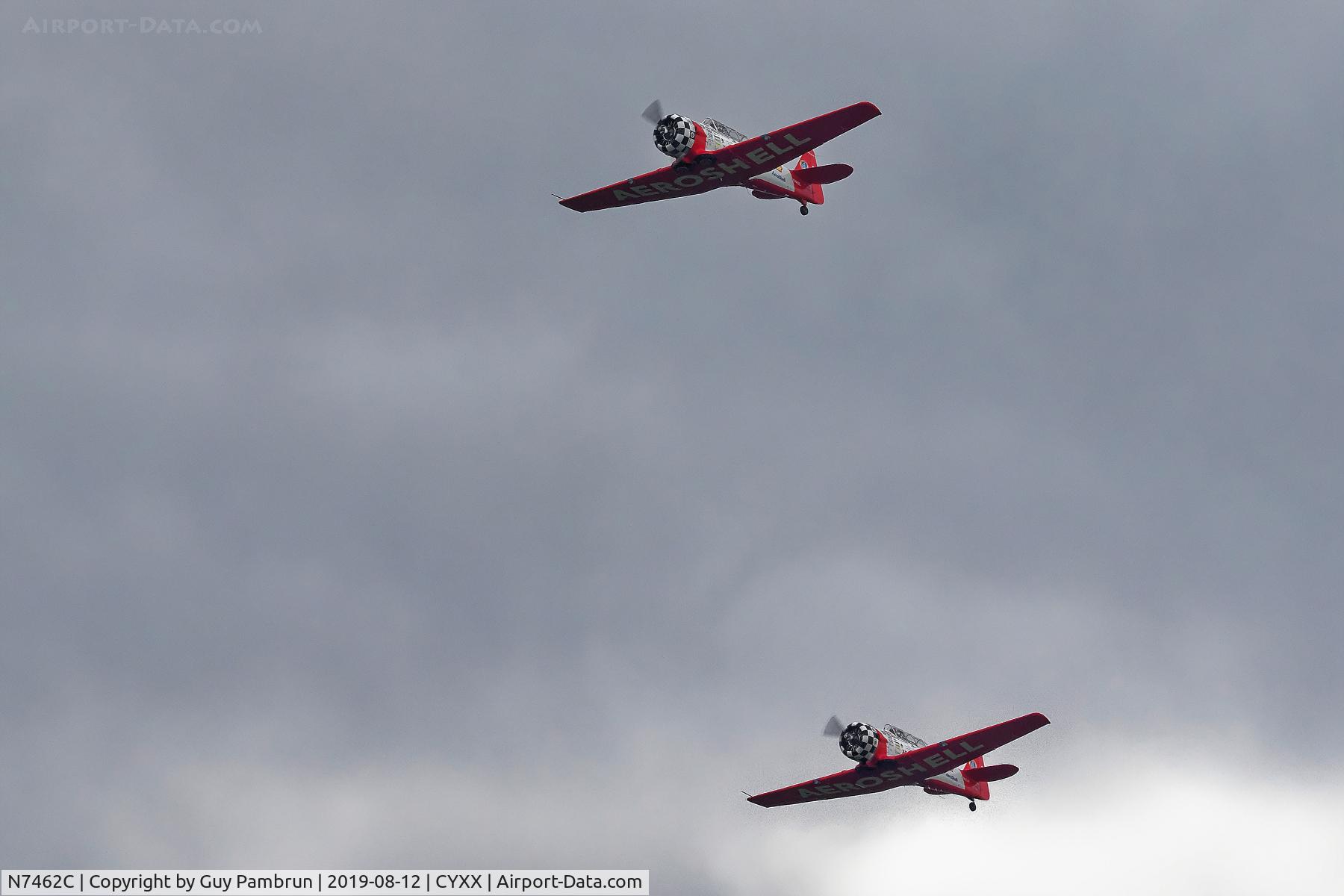 N7462C, North American AT-6B Texan C/N 121-43211, Departing Abbotsford Airshow 2019