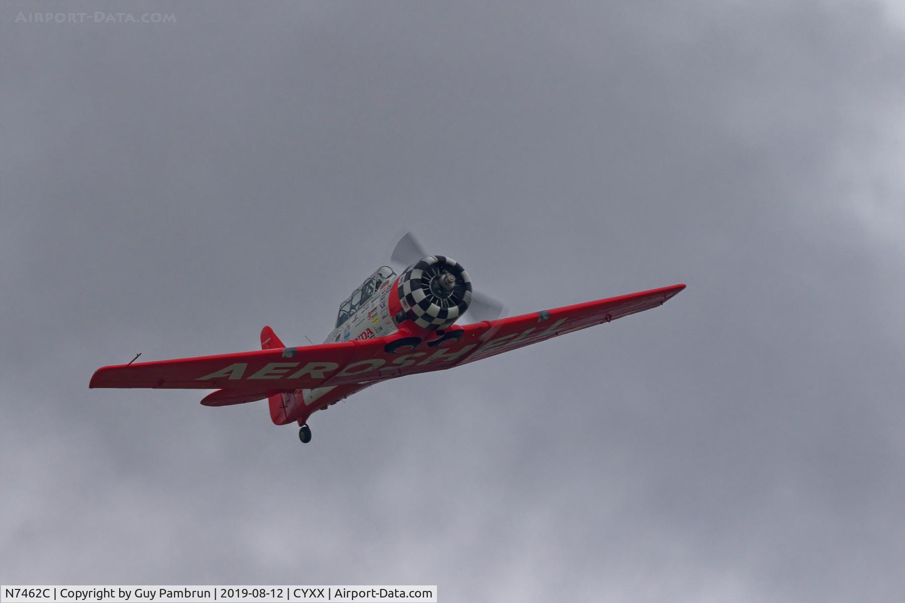 N7462C, North American AT-6B Texan C/N 121-43211, Departing Abbotsford Airshow 2019