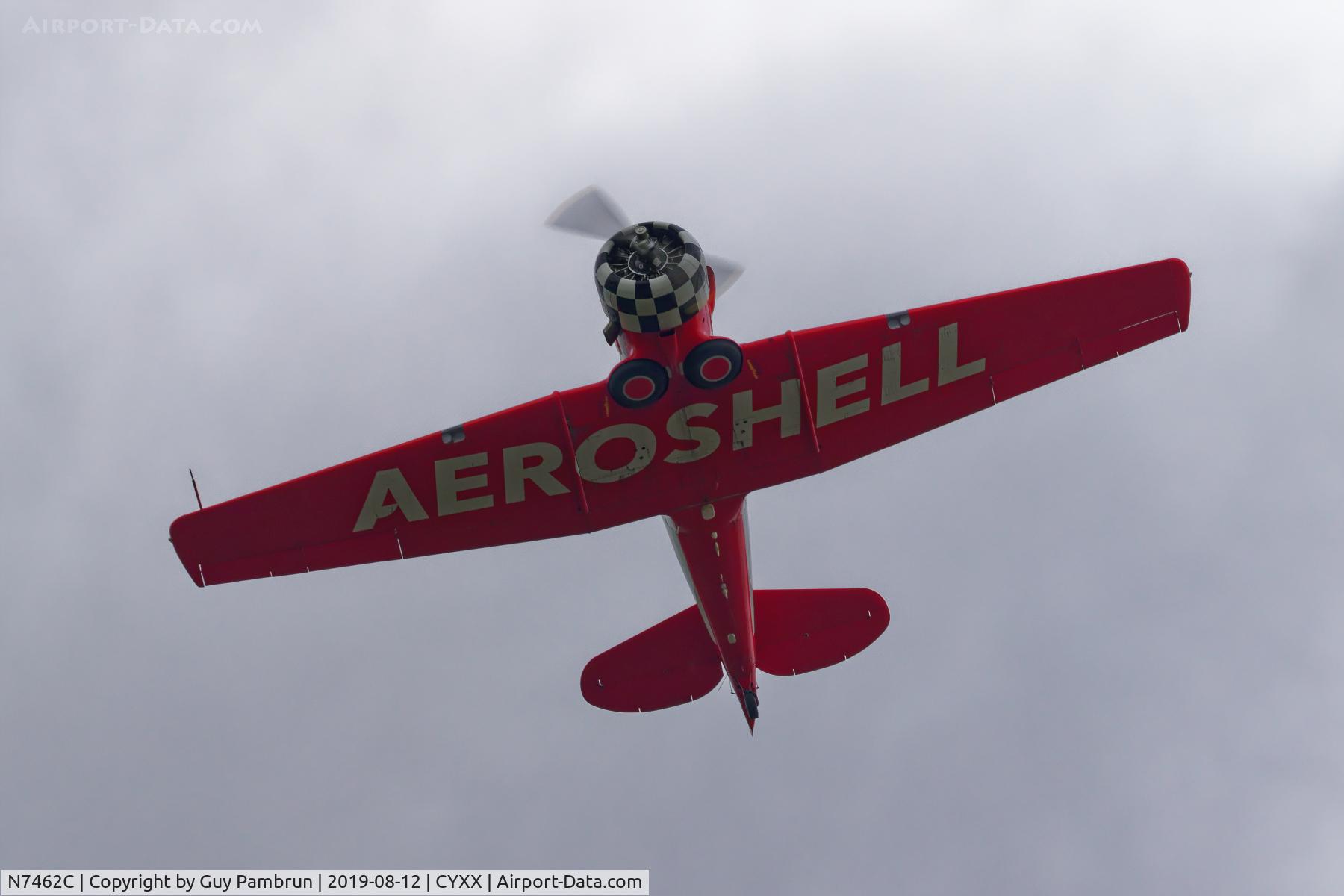 N7462C, North American AT-6B Texan C/N 121-43211, Departing Abbotsford Airshow 2019