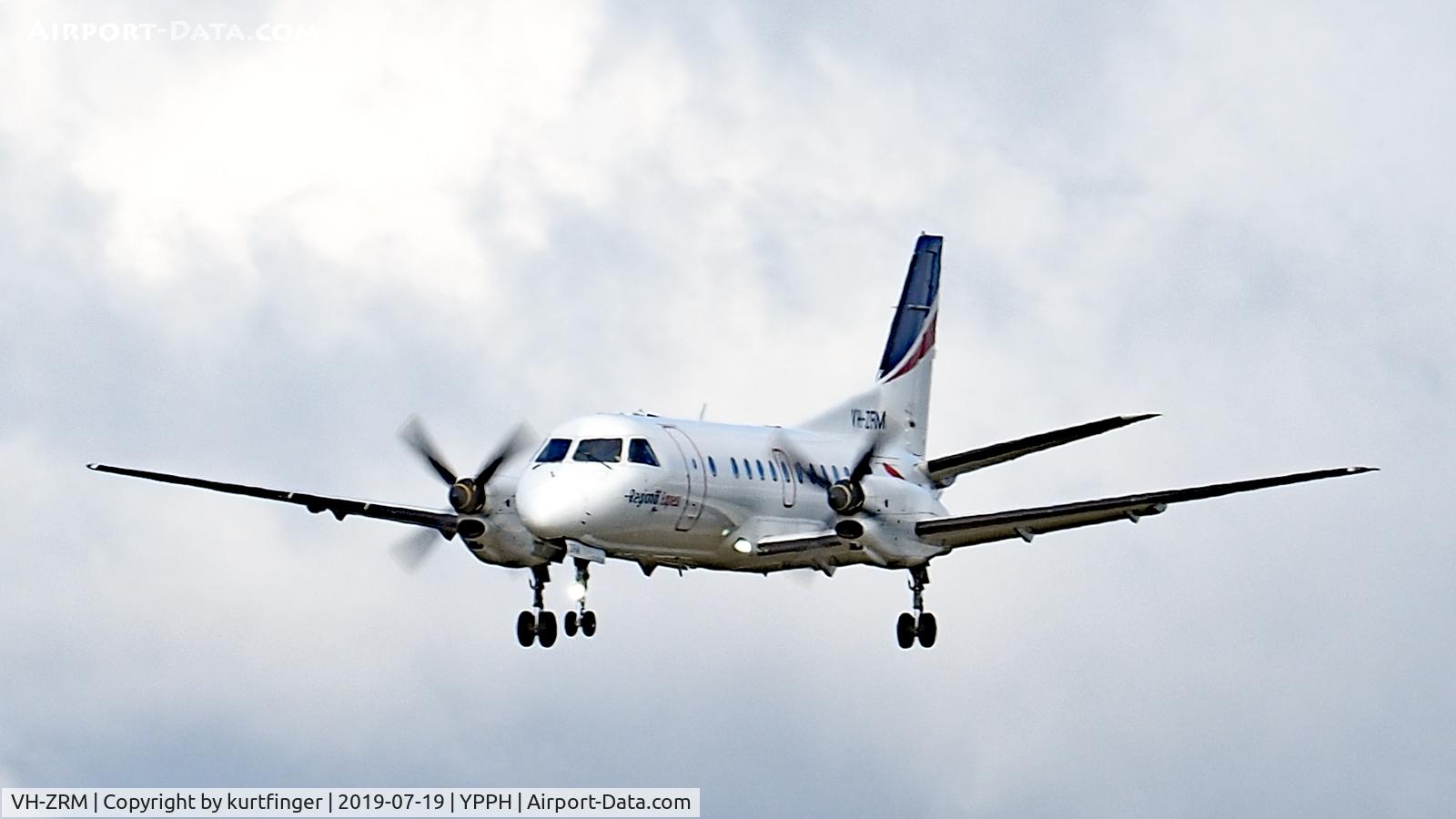 VH-ZRM, 1996 Saab 340B C/N 340B-400, SAAB 340B SF34. Regional Express VH-ZRM final runway 03 YPPH 190719.