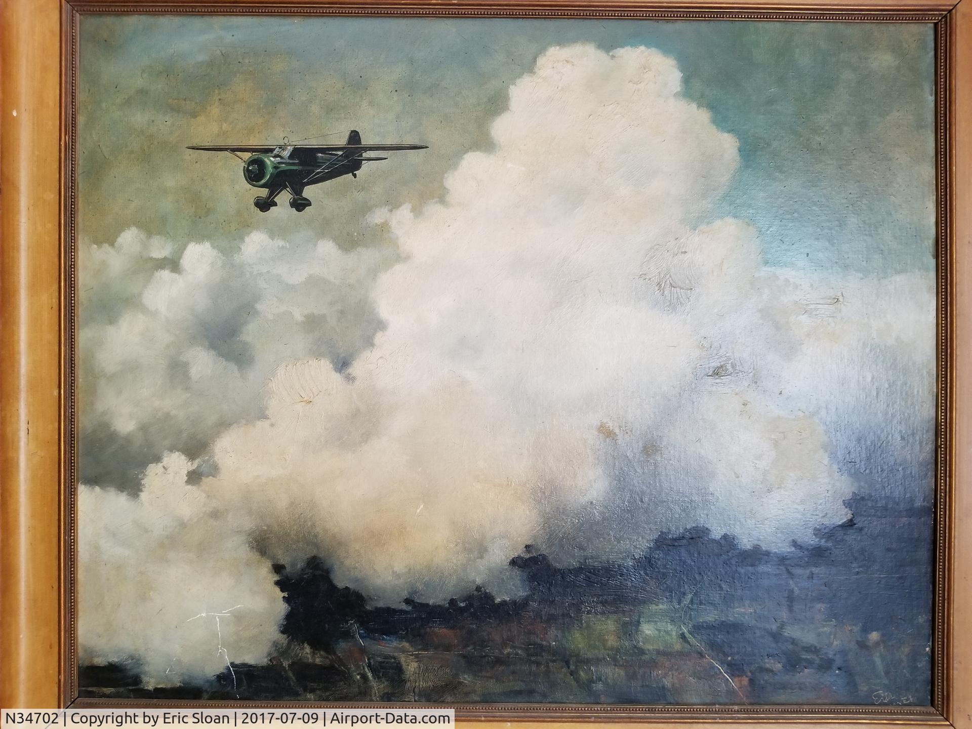 N34702, 1941 Rearwin Cloudster 8135 C/N 870, Painting of this aircraft by Eric Sloan who flew with my father frequently.