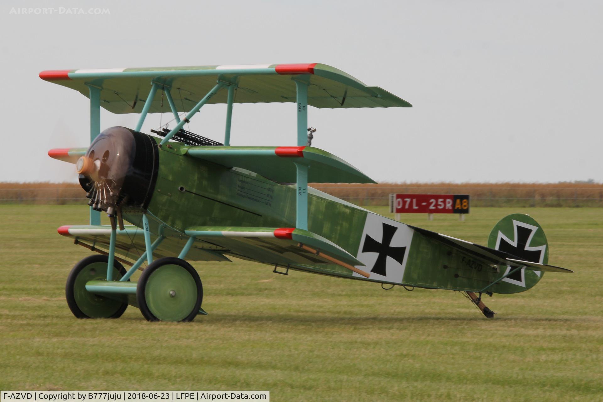 F-AZVD, Fokker Dr-1 Replica C/N 01-CP, at Meaux Airshow