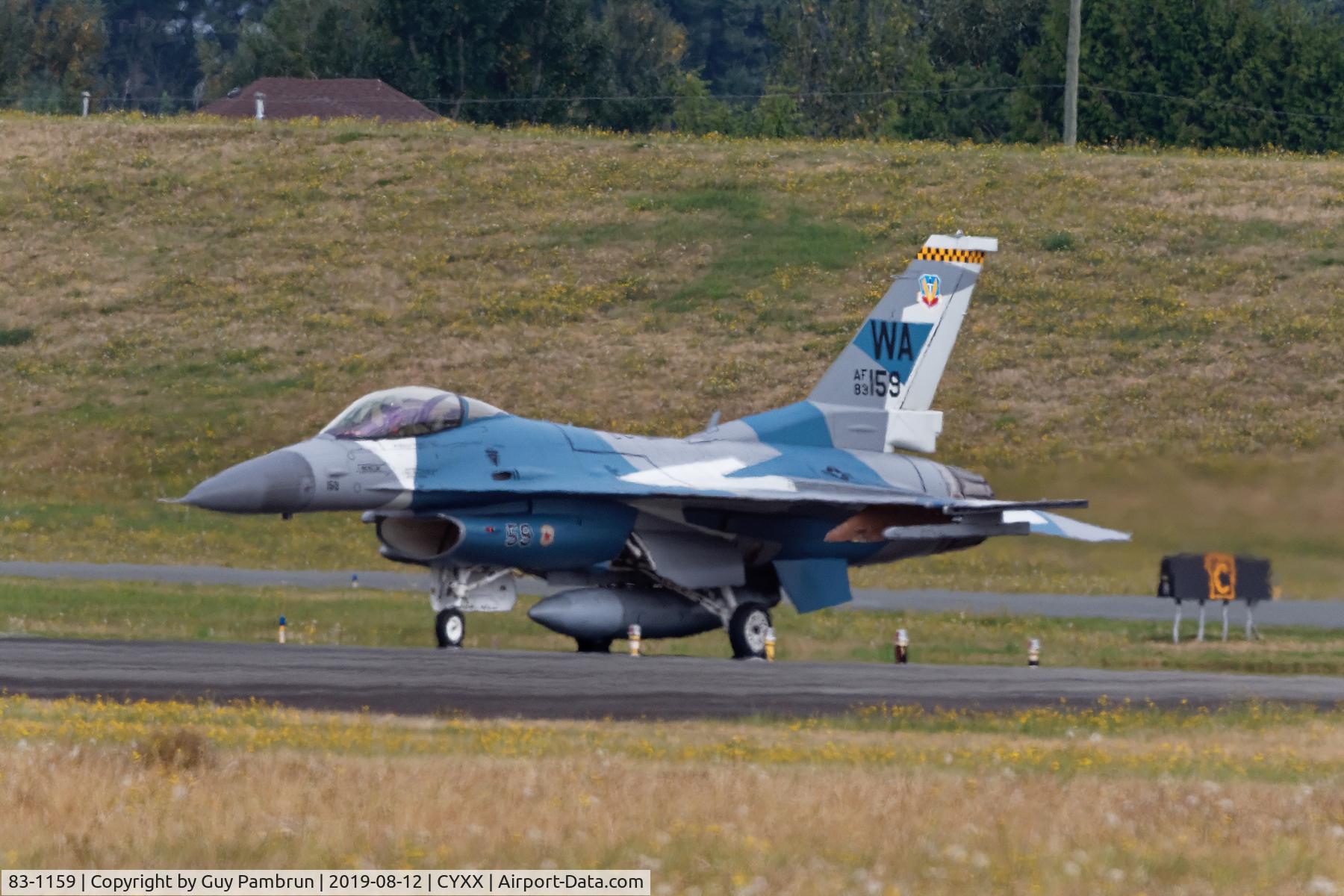 83-1159, 1983 General Dynamics F-16C Fighting Falcon C/N 5C-42, Departing Abbotsford Airshow 2019