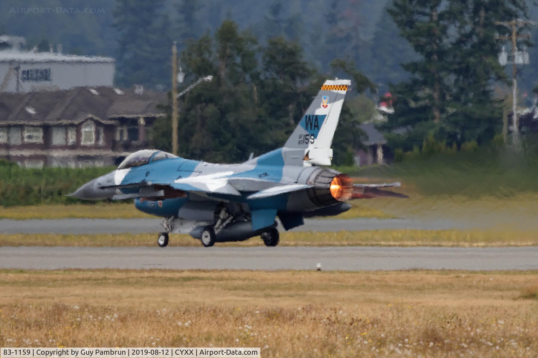 83-1159, 1983 General Dynamics F-16C Fighting Falcon C/N 5C-42, Departing Abbotsford Airshow 2019