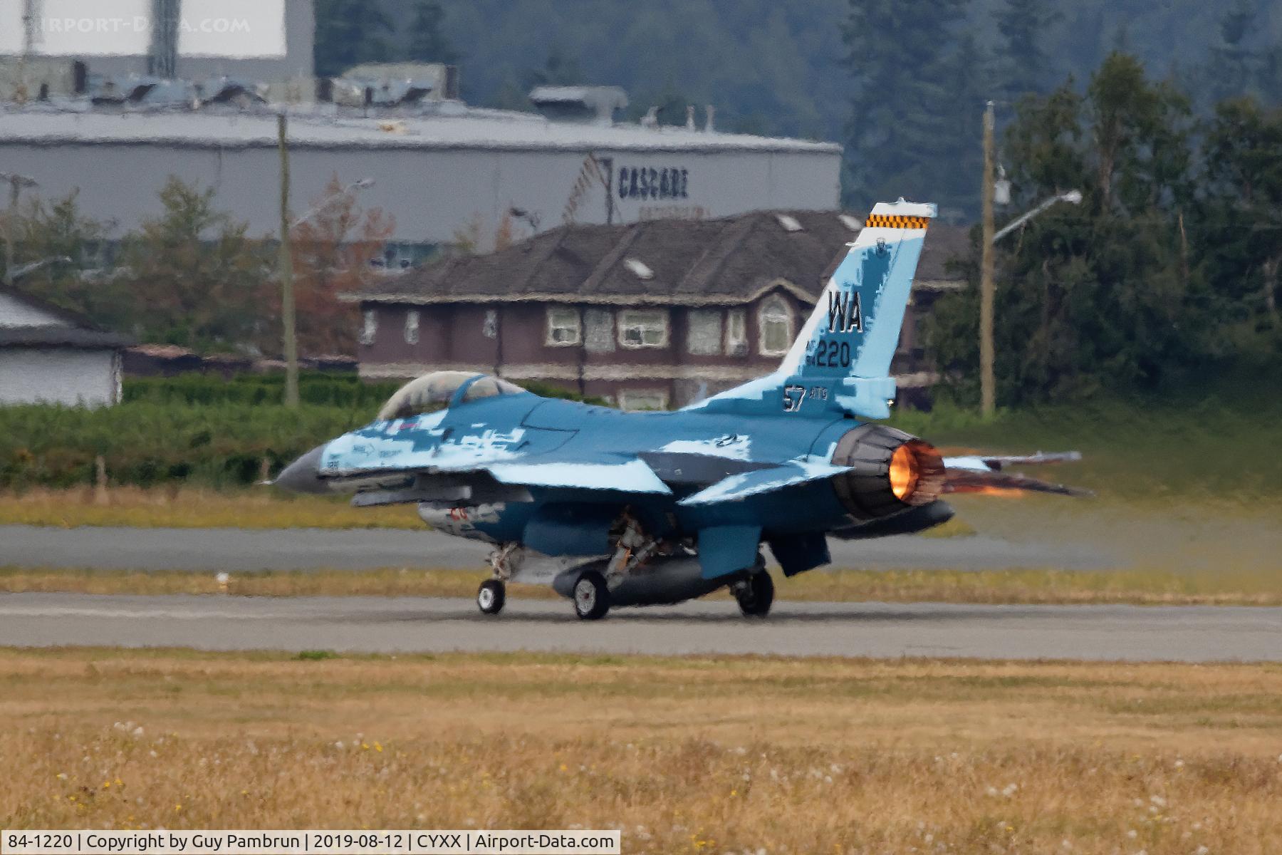 84-1220, 1984 General Dynamics F-16C Fighting Falcon C/N 5C-57, Departing Abbotsford Airshow 2019