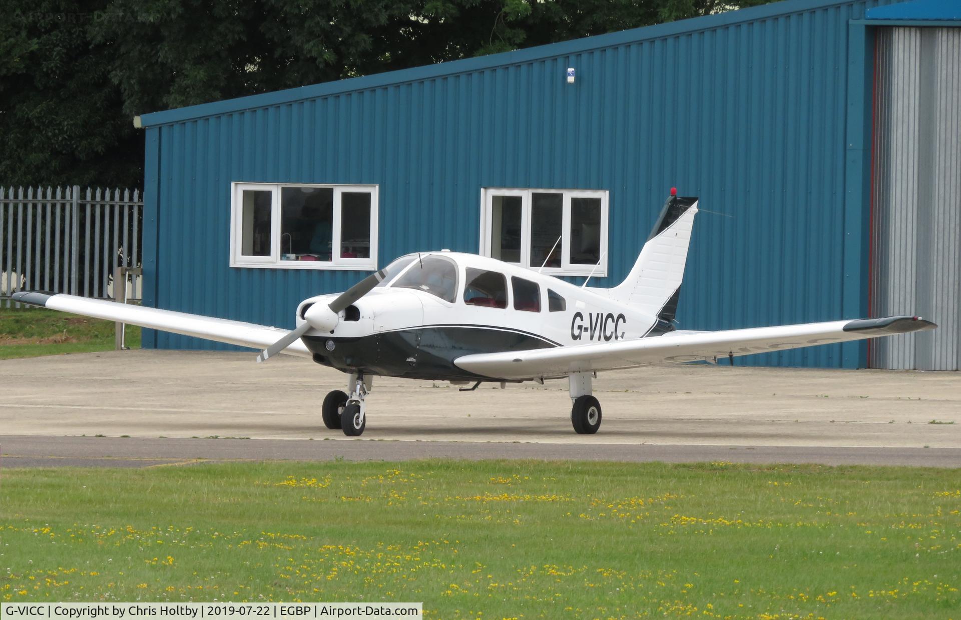G-VICC, 1979 Piper PA-28-161 Cherokee Warrior II C/N 28-7916317, Parked outside the hangars at Kemble
