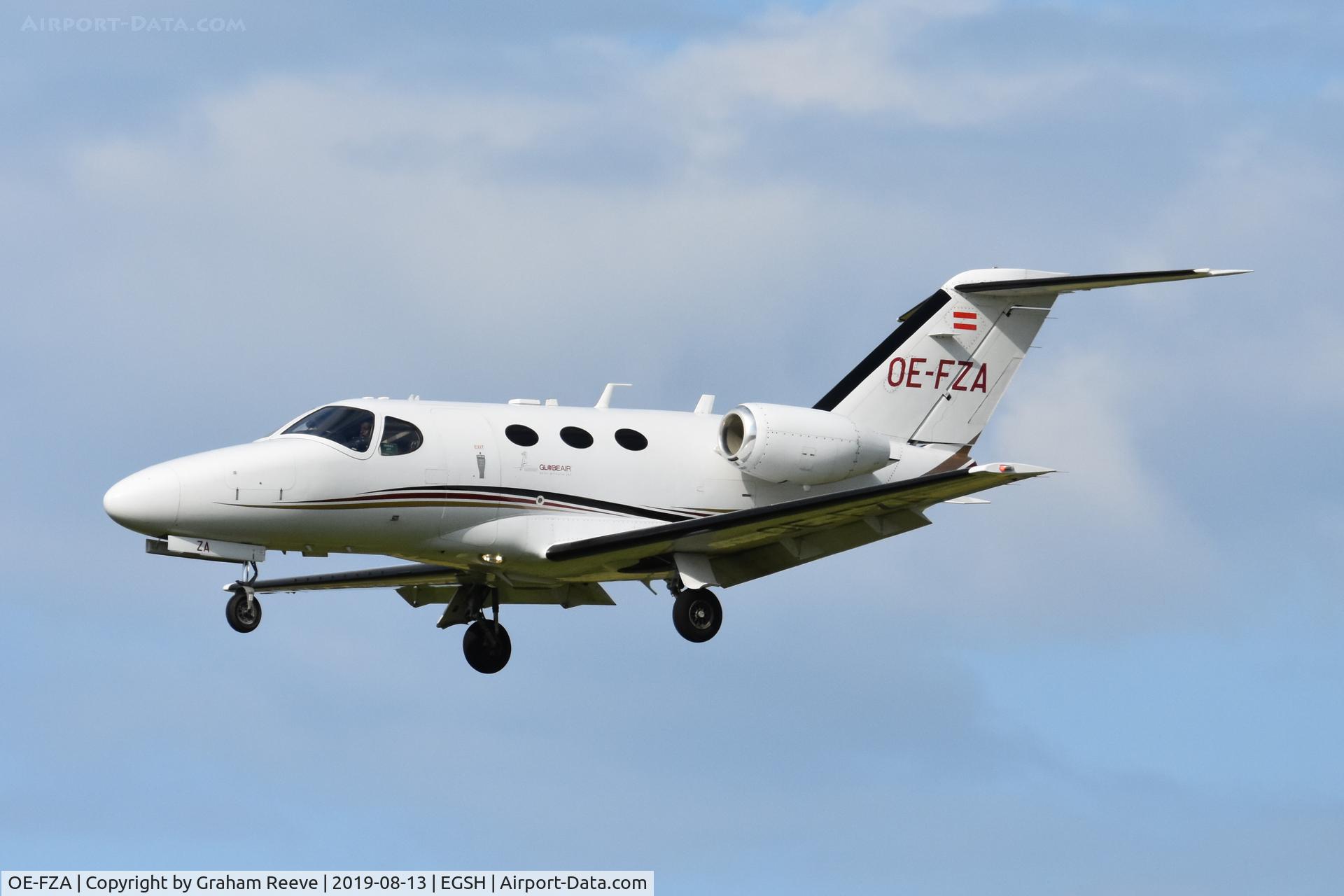 OE-FZA, 2008 Cessna 510 Citation Mustang Citation Mustang C/N 510-0144, Landing at Norwich.