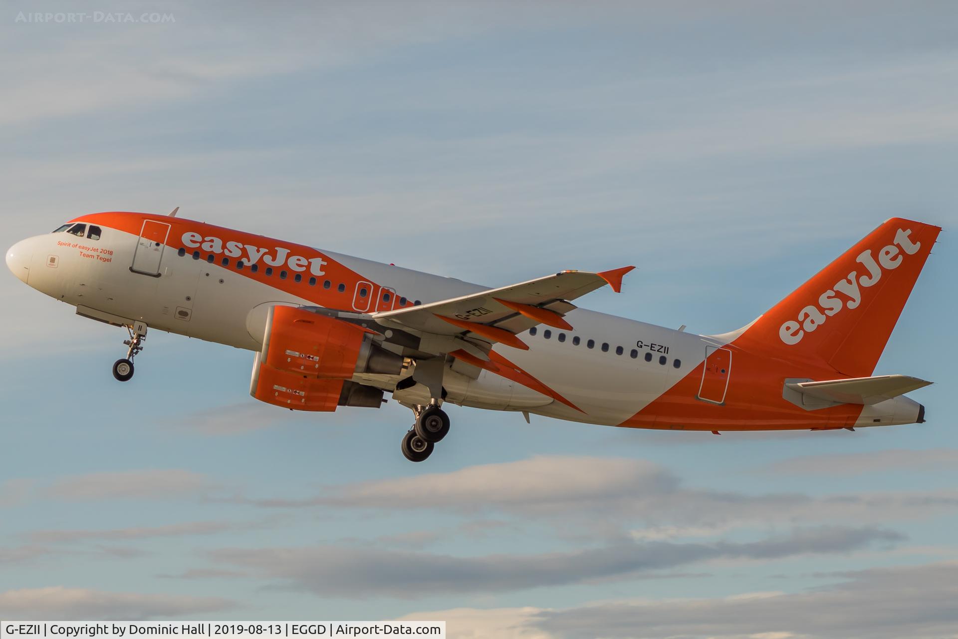 G-EZII, 2005 Airbus A319-111 C/N 2471, Departing RWY 27