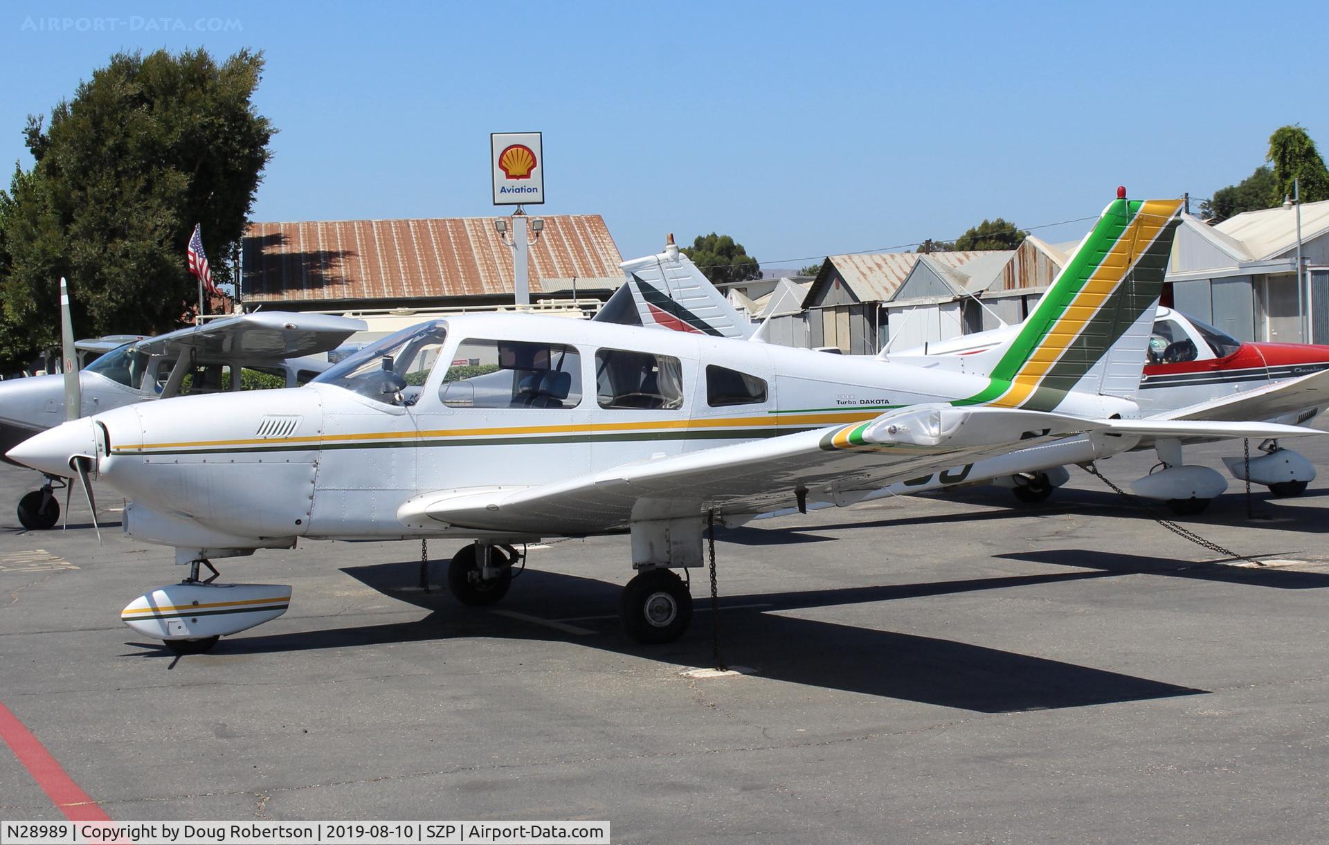 N28989, 1979 Piper PA-28-201T Turbo Dakota C/N 28-7921030, 1979 Piper PA-28-201T TURBO DAKOTA, Continental TSIO-360-FB 200 Hp, 1,400 hours TBO. Production only one year-90 built. On Transient Ramp.