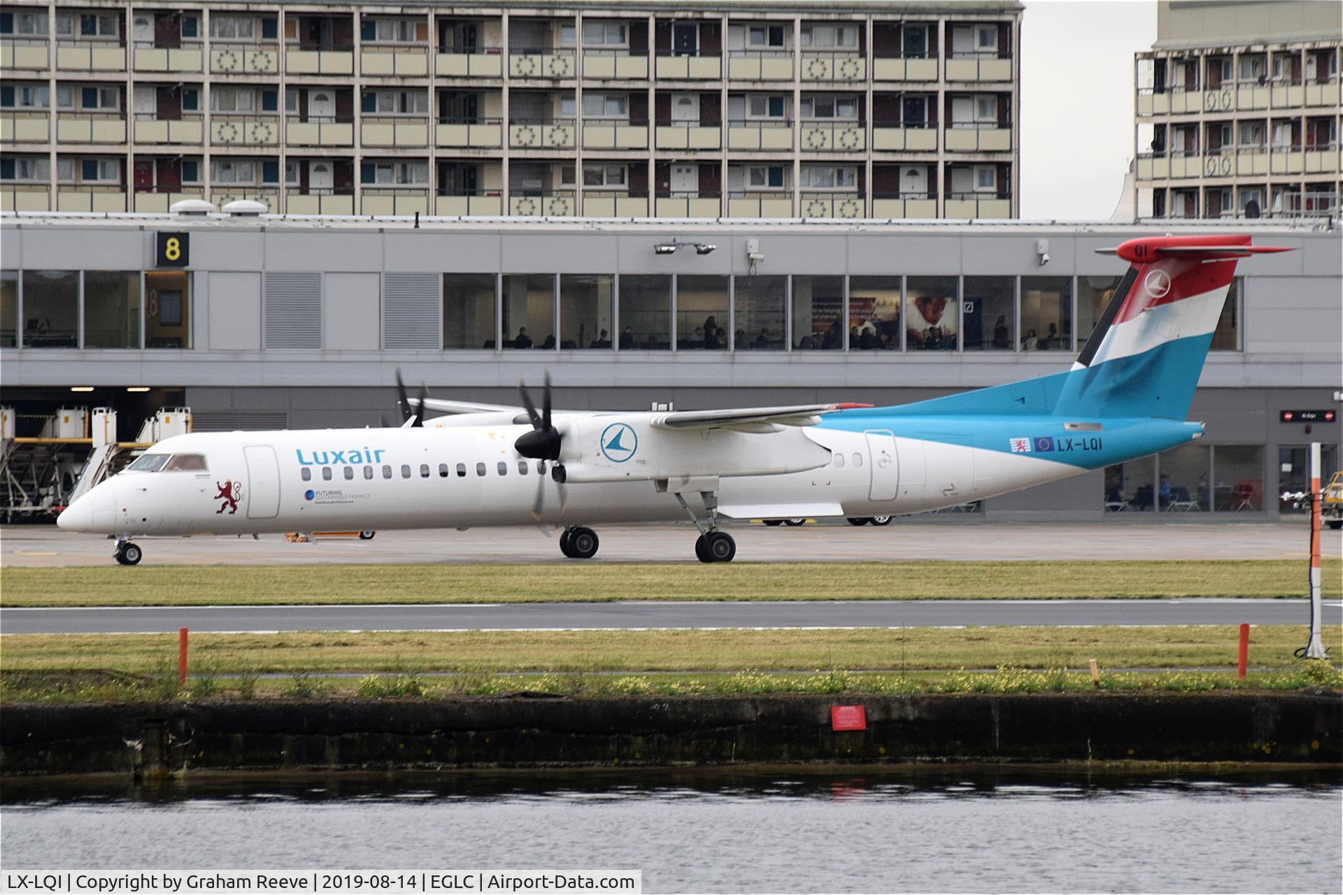 LX-LQI, 2016 Bombardier DHC-8-402Q Dash 8 Dash 8 C/N 4534, Departing from London City.