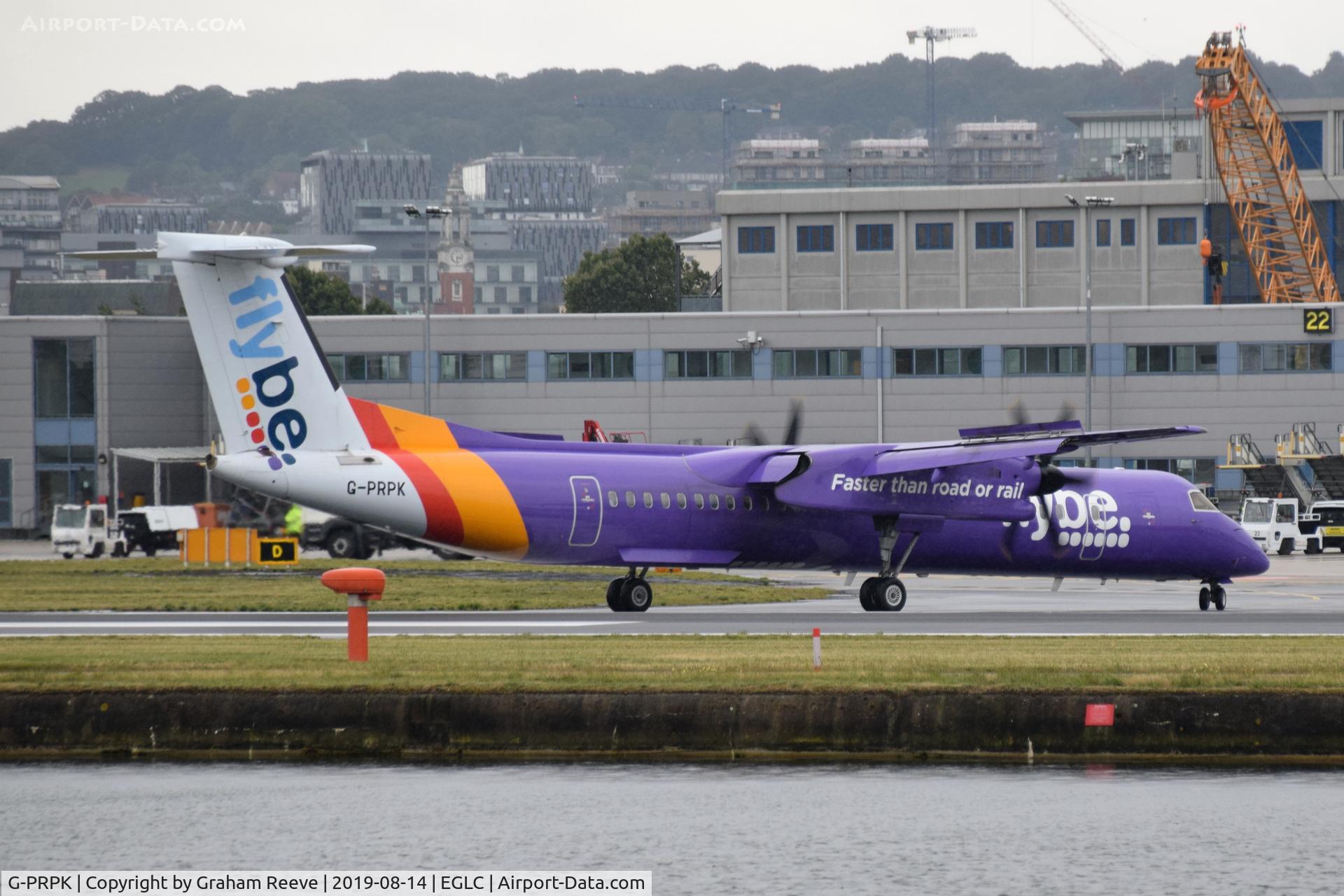 G-PRPK, 2008 Bombardier DHC-8-402 Dash 8 C/N 4203, Just landed at a very wet London City.