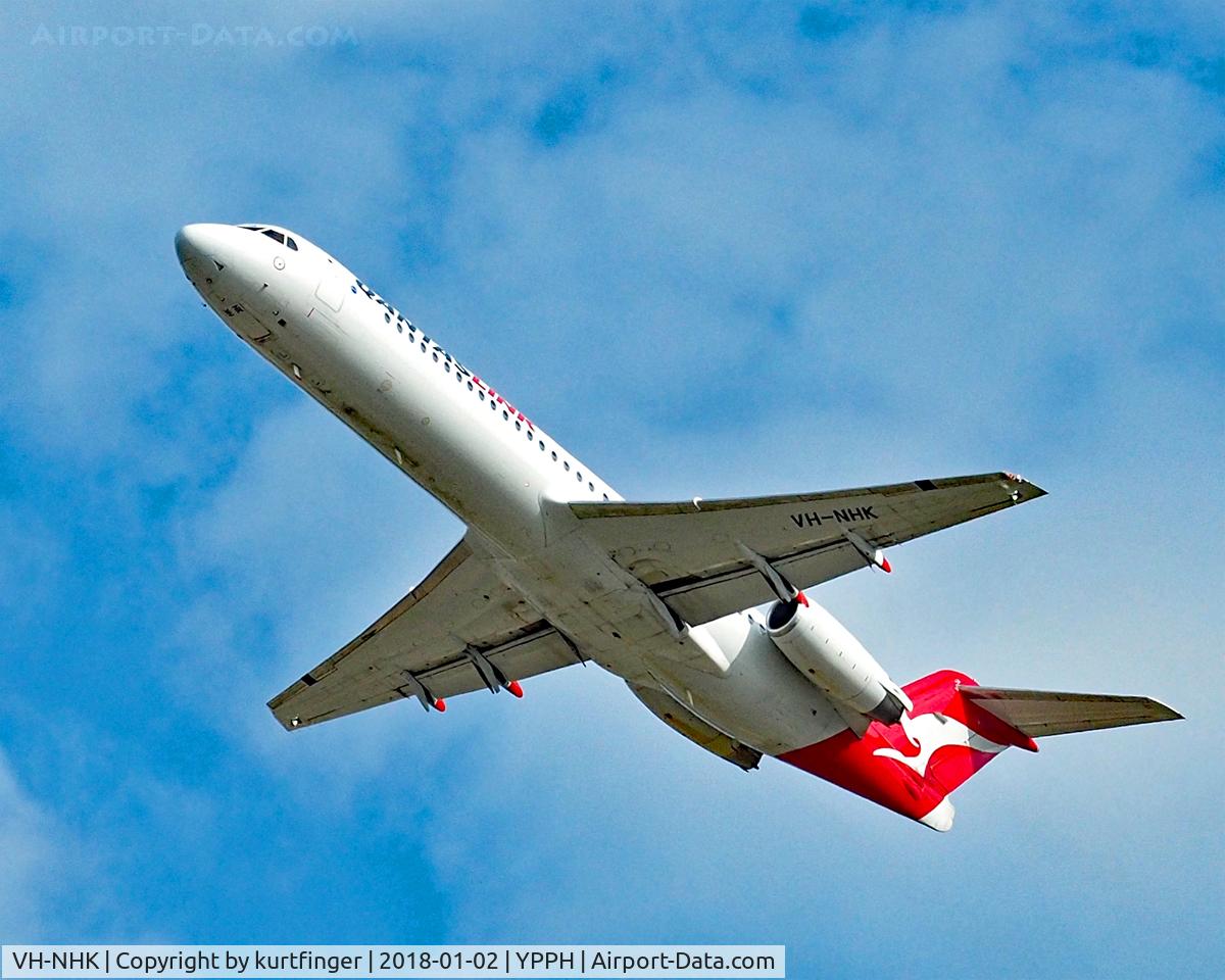 VH-NHK, 1993 Fokker 100 (F-28-0100) C/N 11465, Fokker F100. Qantas Link VH-NHK R03 YPPH 020118.