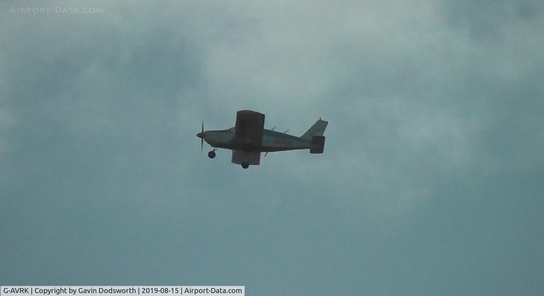 G-AVRK, 1967 Piper PA-28-180 Cherokee C/N 28-4041, Local flight flying over Darlington heading back to Teesside Airport possibly on a Scenic Air Tours flight