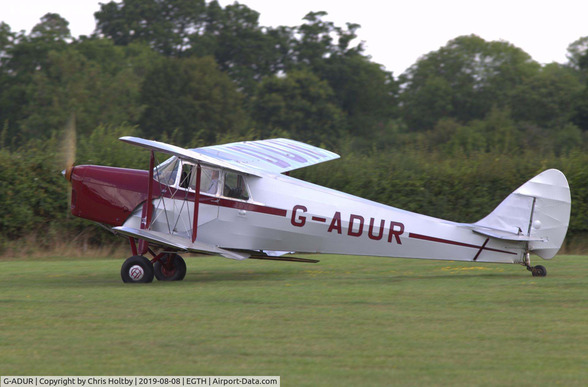 G-ADUR, 1936 De Havilland DH.87B Hornet Moth C/N 8085, 1936 Hornet Moth landed at the Old Warden 'Gathering of Moths' Day 2019