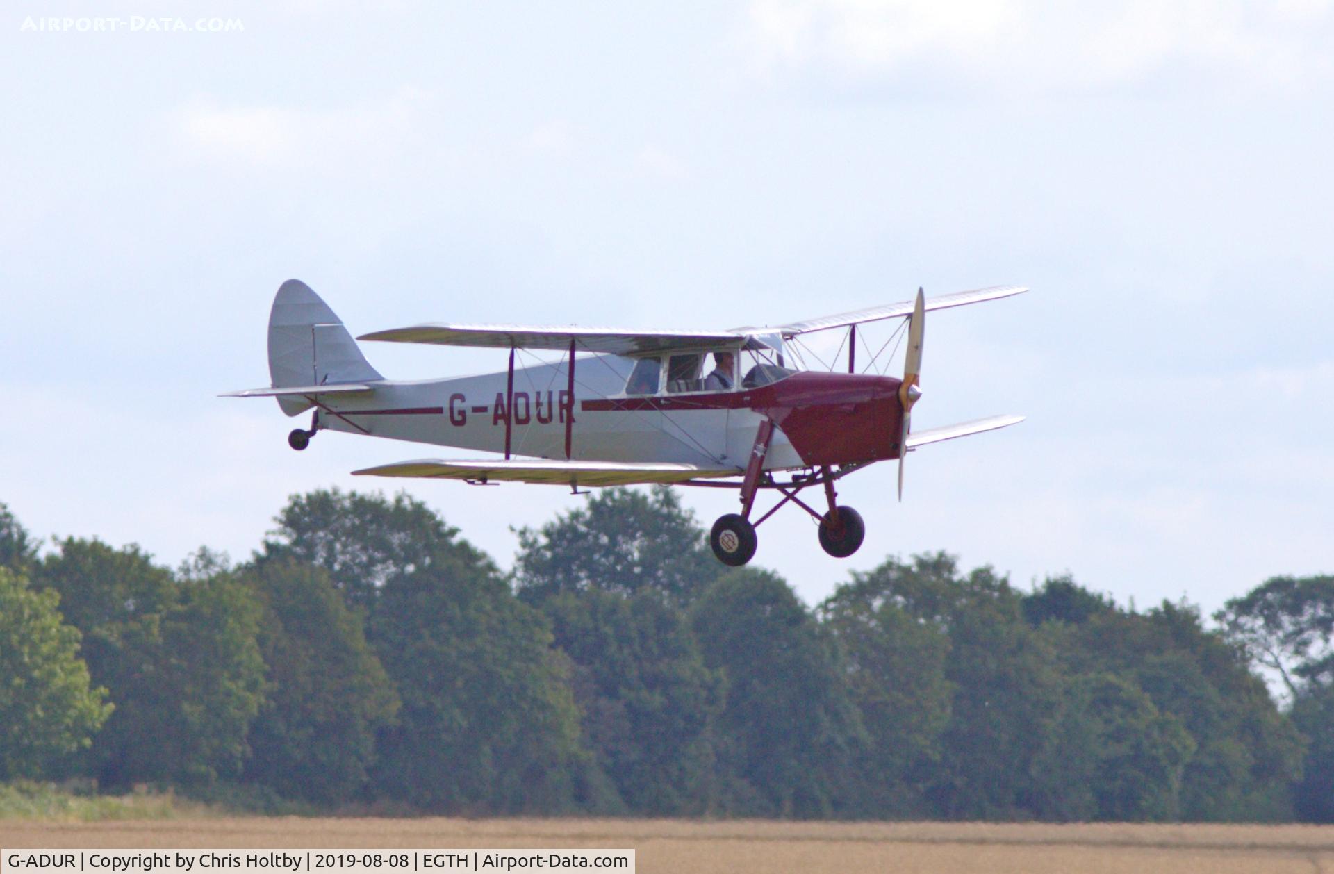 G-ADUR, 1936 De Havilland DH.87B Hornet Moth C/N 8085, 1936 Hornet Moth coming in to land at the 'Gathering of Moths' Day 2109 at Old Warden