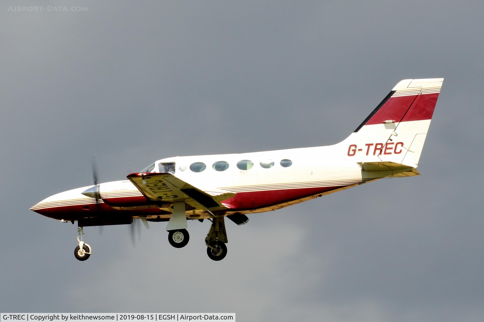 G-TREC, 1980 Cessna 421C Golden Eagle C/N 421C-0838, Arriving at Norwich from East Midlands Airport.