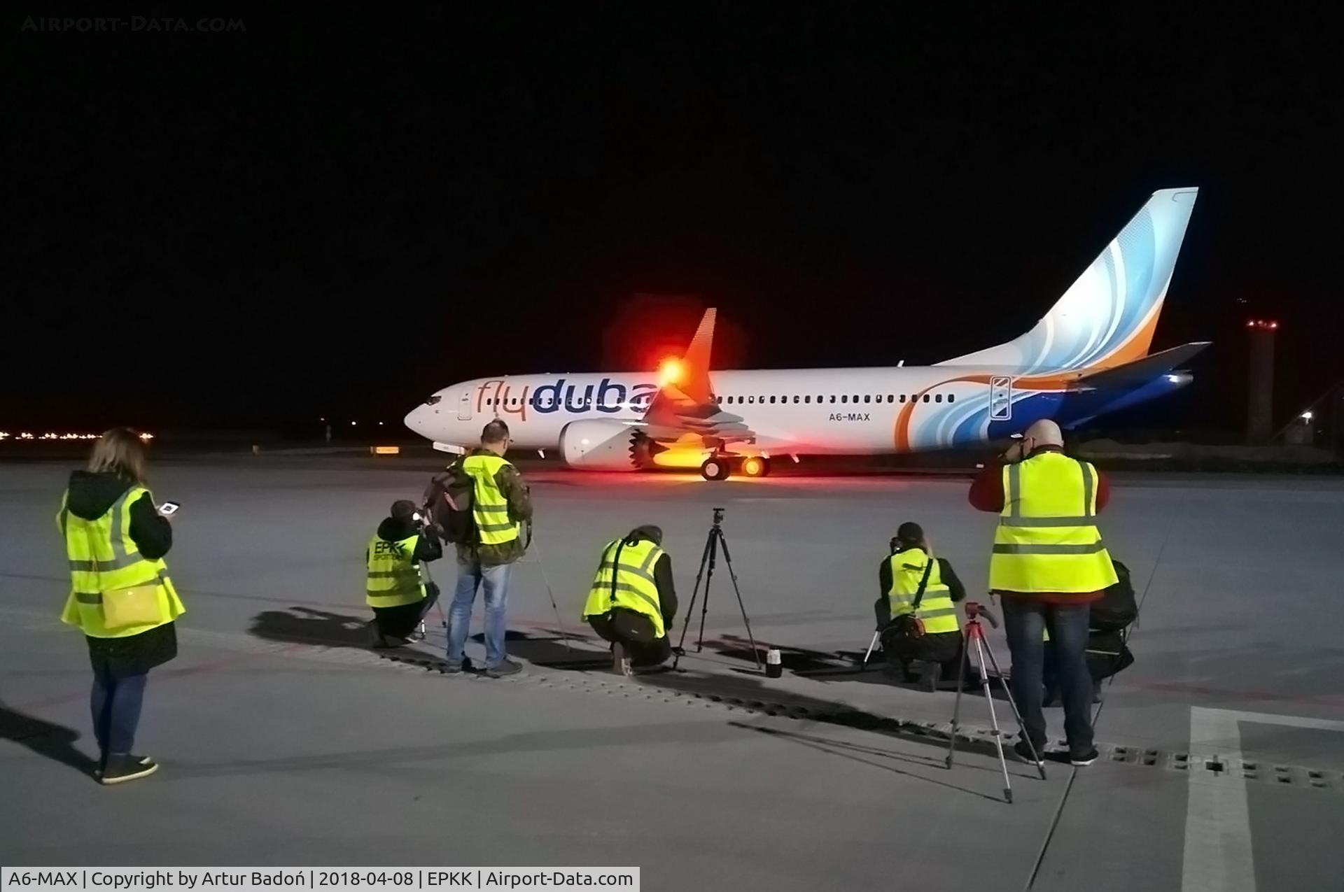A6-MAX, 2017 Boeing 737-8 C/N 60966, flydubai in Krakow - inauguration of the KRK-DXB connection