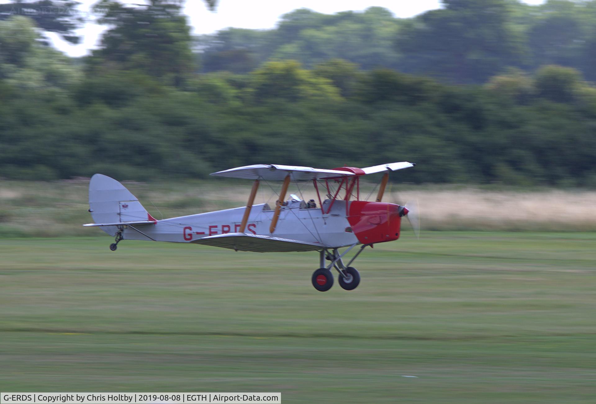 G-ERDS, 1943 De Havilland DH-82A Tiger Moth II C/N 85028, 1943 Tiger Moth lands at the 'Gathering of Moths' Day 2019 at Old Warden