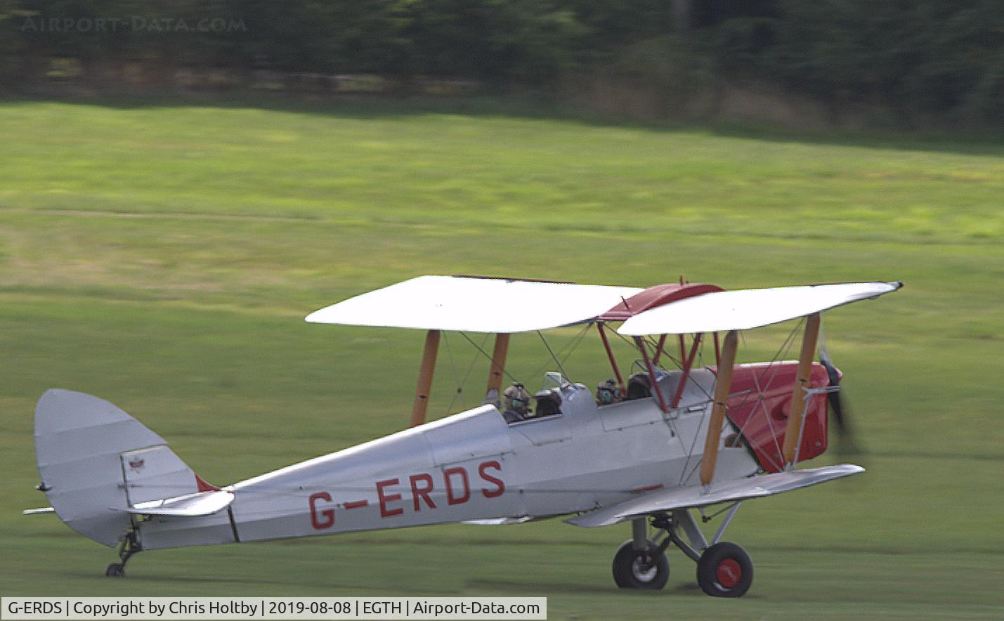 G-ERDS, 1943 De Havilland DH-82A Tiger Moth II C/N 85028, 1943 Tiger Moth taxiing to display ground at the 'Gathering of Moths' Day 2019 at Old Warden